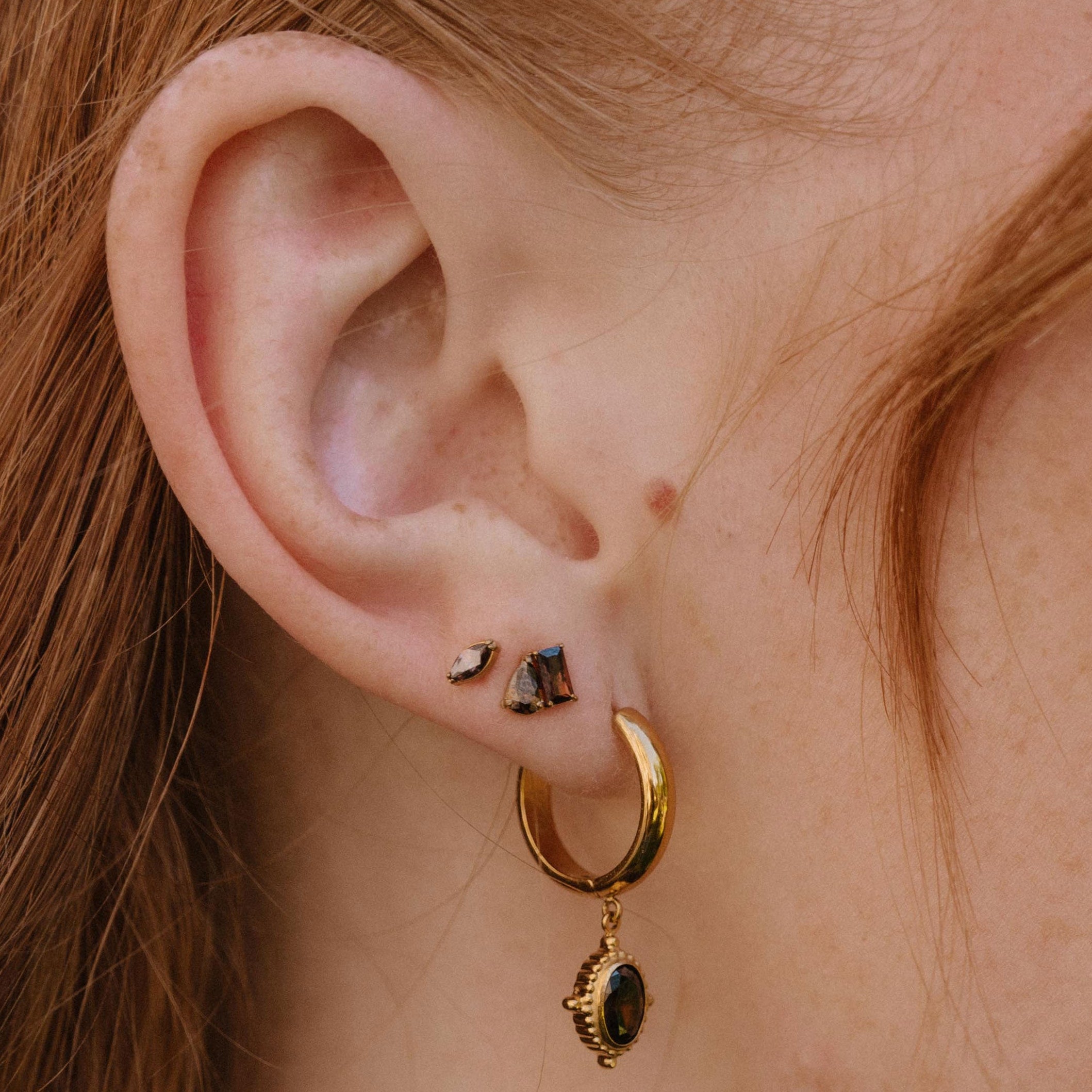 Toi Et Moi Flat Back Stud - Coffee
