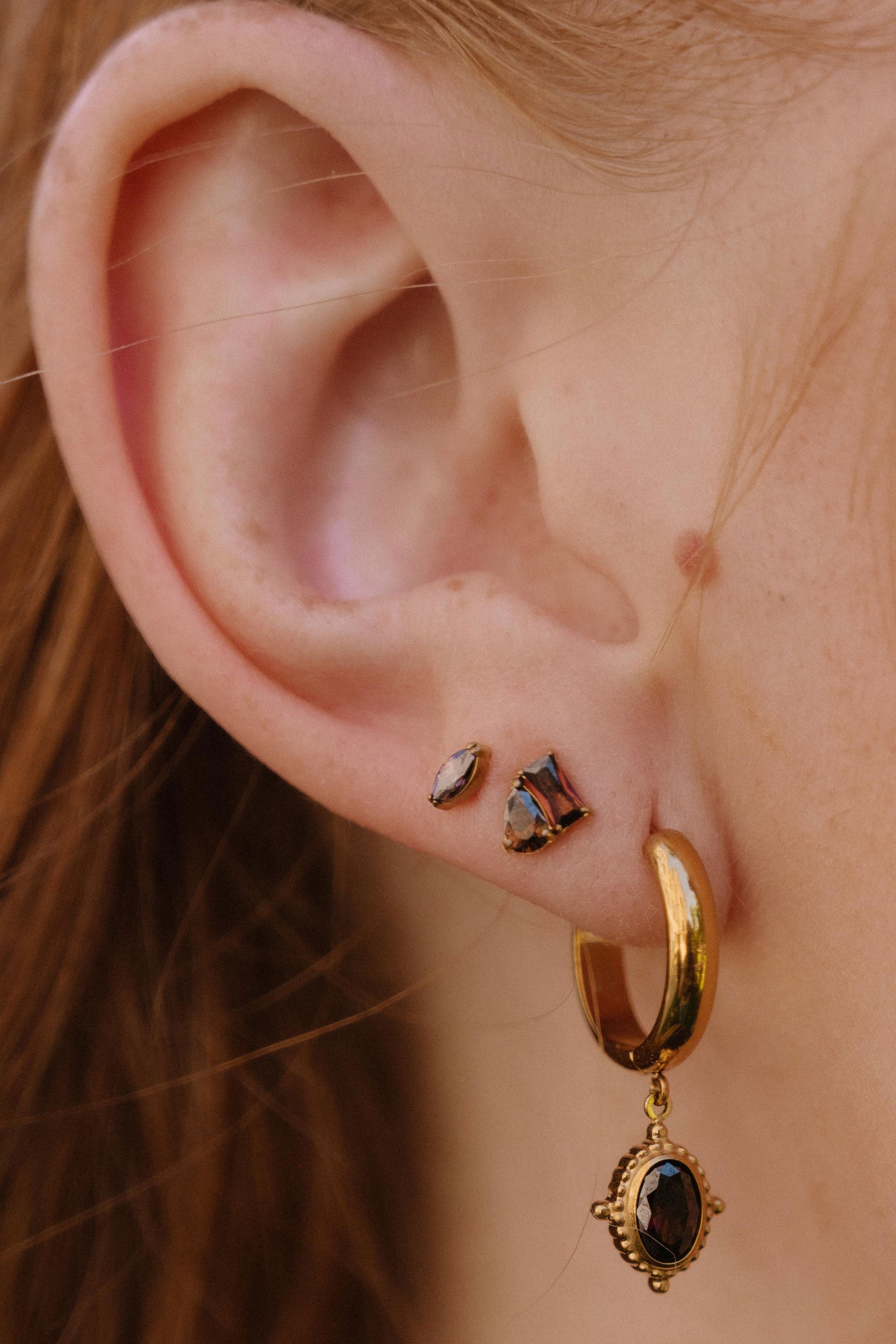 Coffee Marquise Flat Back Stud