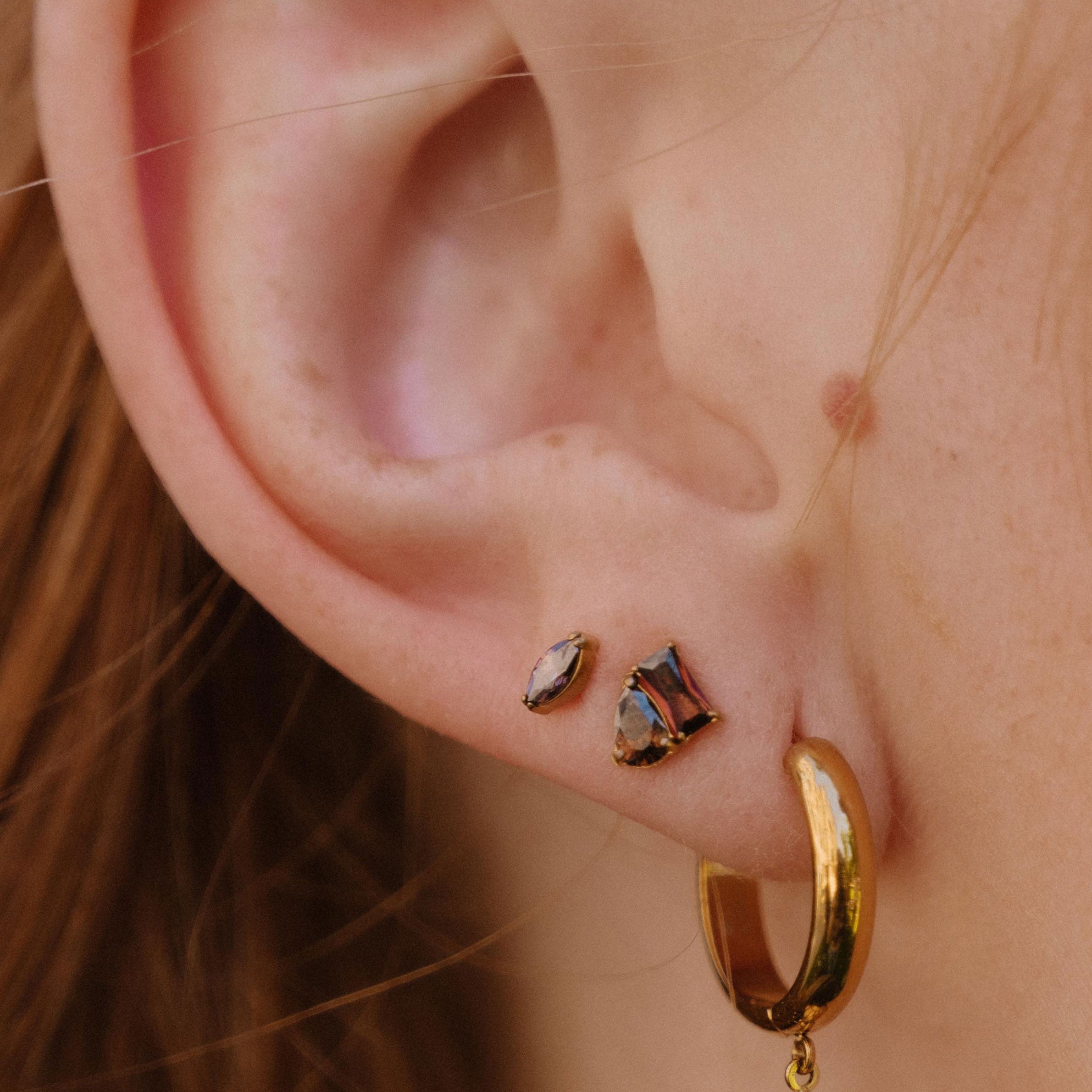 Coffee Marquise Flat Back Stud