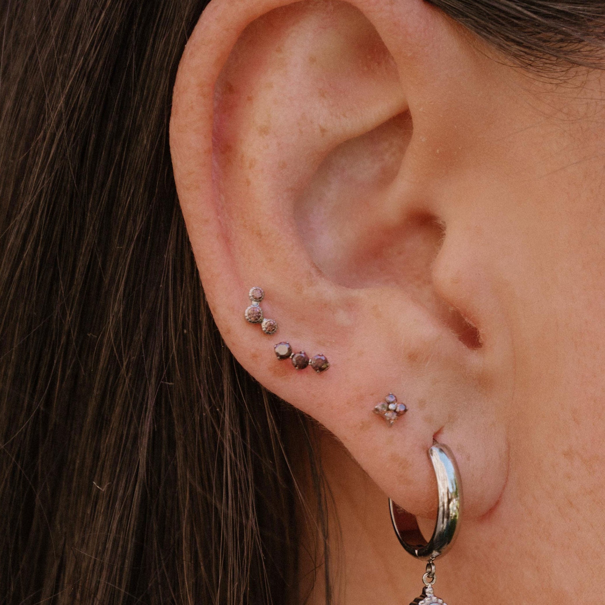 Coffee Trio Flat Back Stud