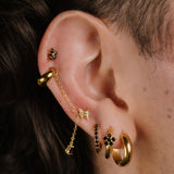 Gem Drop Flat Back Stud Connector Chain - Onyx