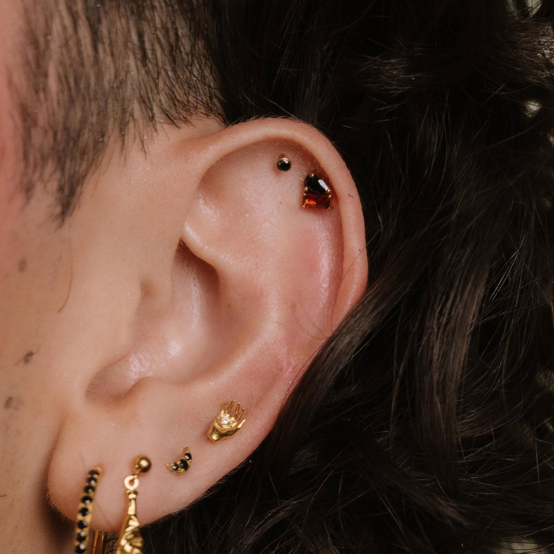 Zirconia Constellation Flat Back Stud - Onyx