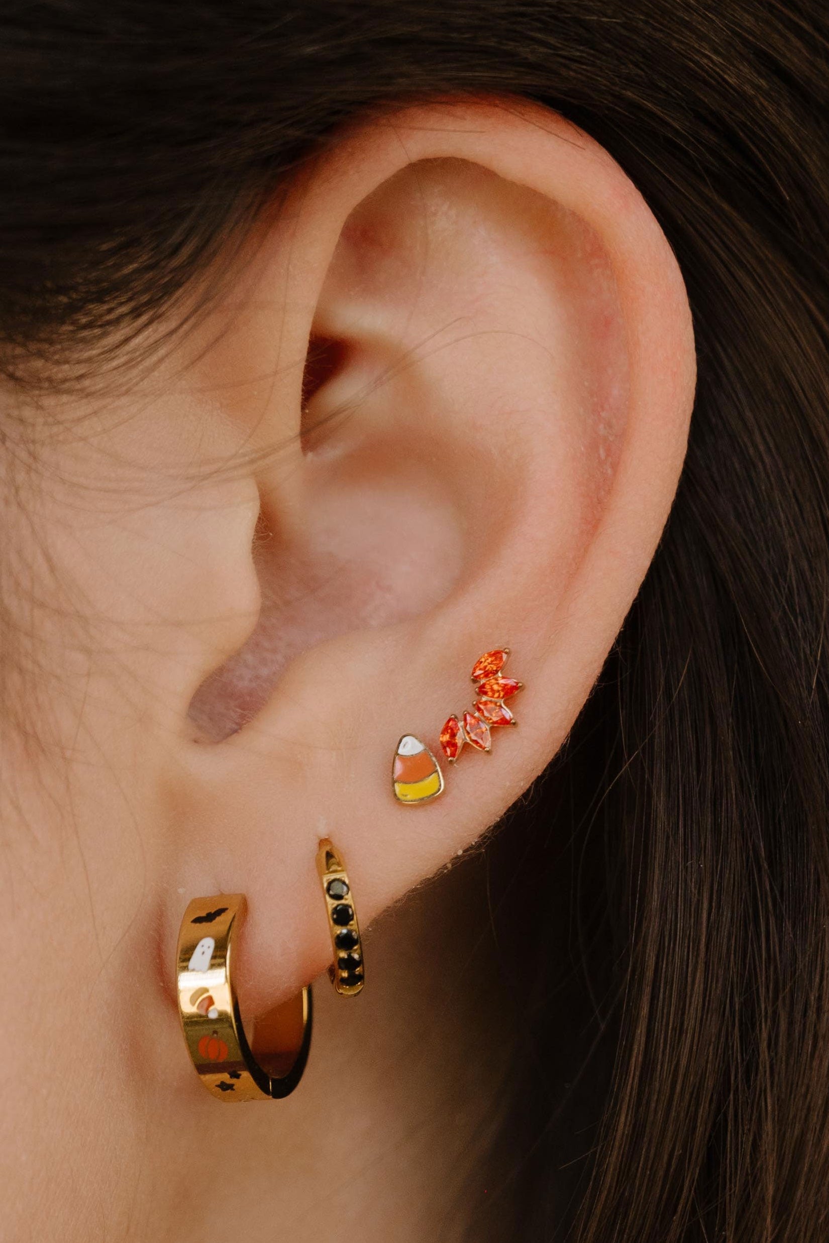 Deco Marquise Fan Flat Back Stud - Mai Tai