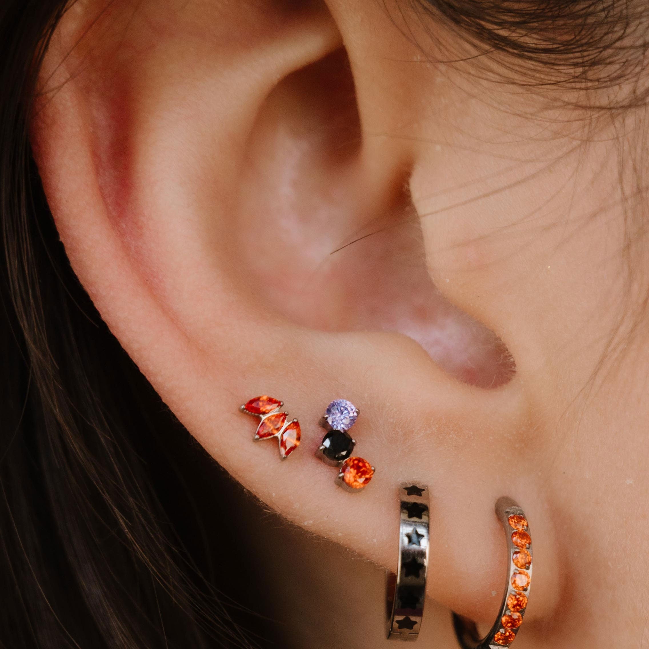 Marquise Trio Flat Back Stud - Mai Tai