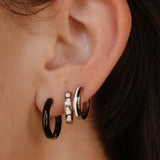 Contrast Enamel Titanium Hoops - Black & White