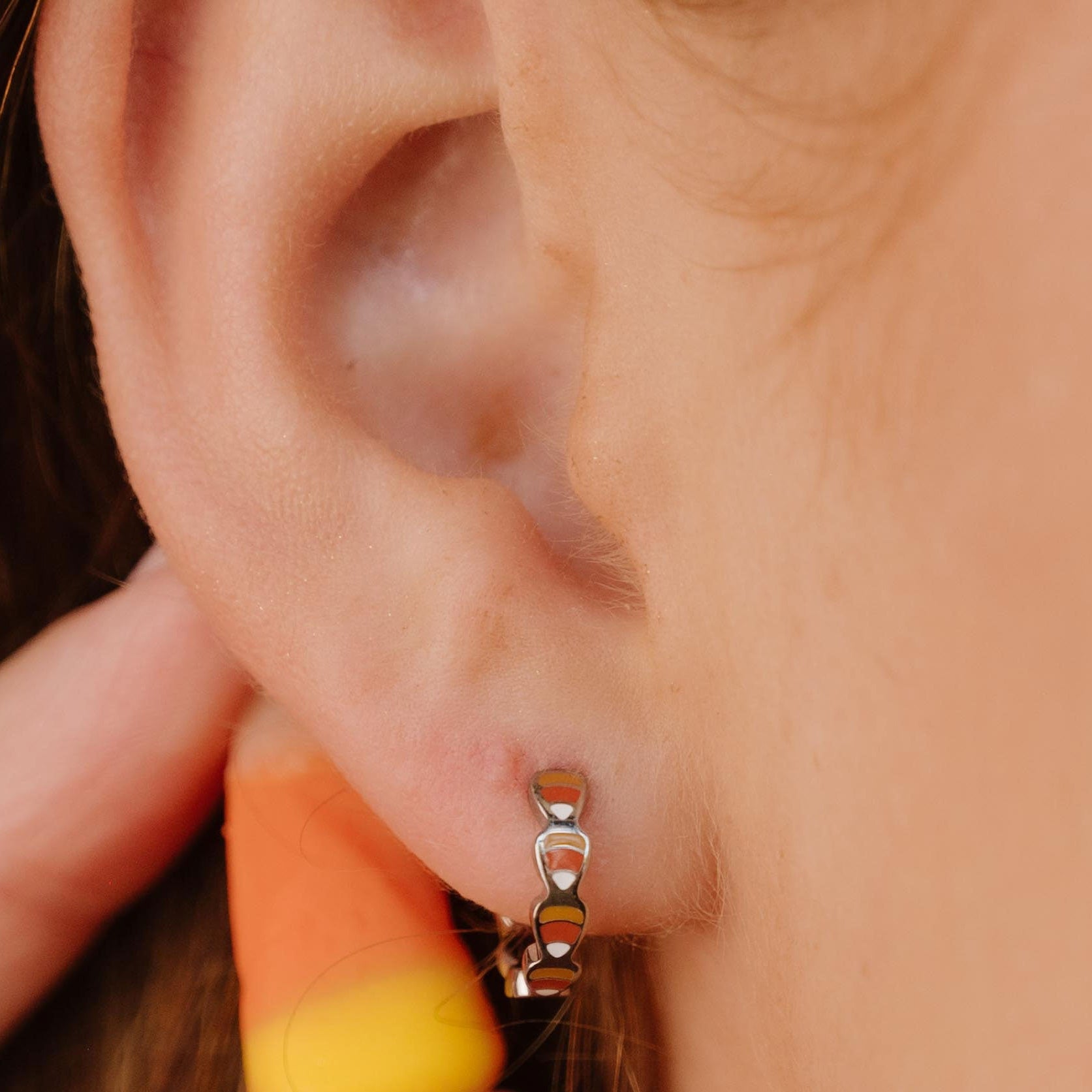 Candy Corn Silhouette Titanium Hoops