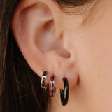Contrast Enamel Titanium Hoops - Raven