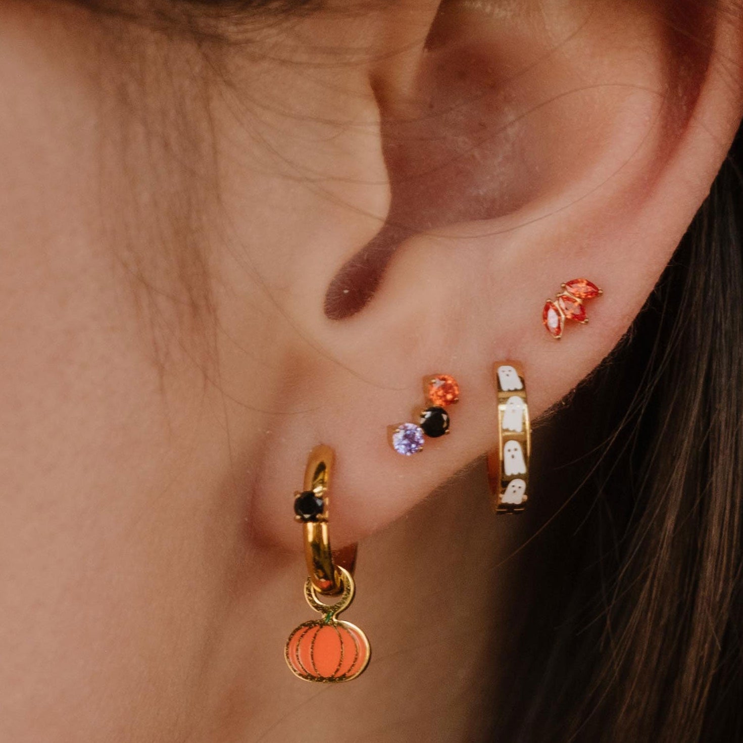 Orange Pumpkin Hoop Charms