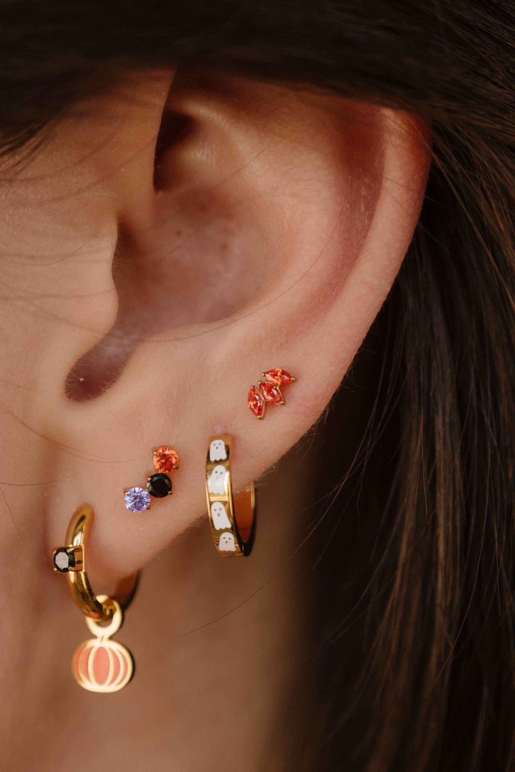 Marquise Trio Flat Back Stud - Mai Tai