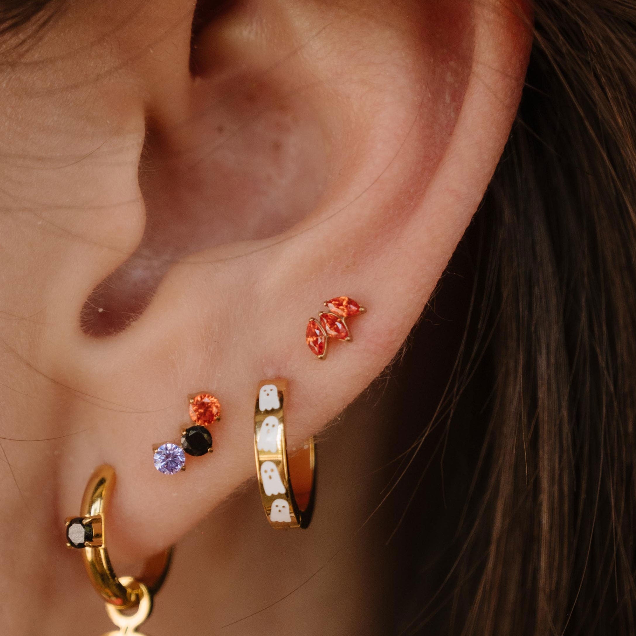 Marquise Trio Flat Back Stud - Mai Tai