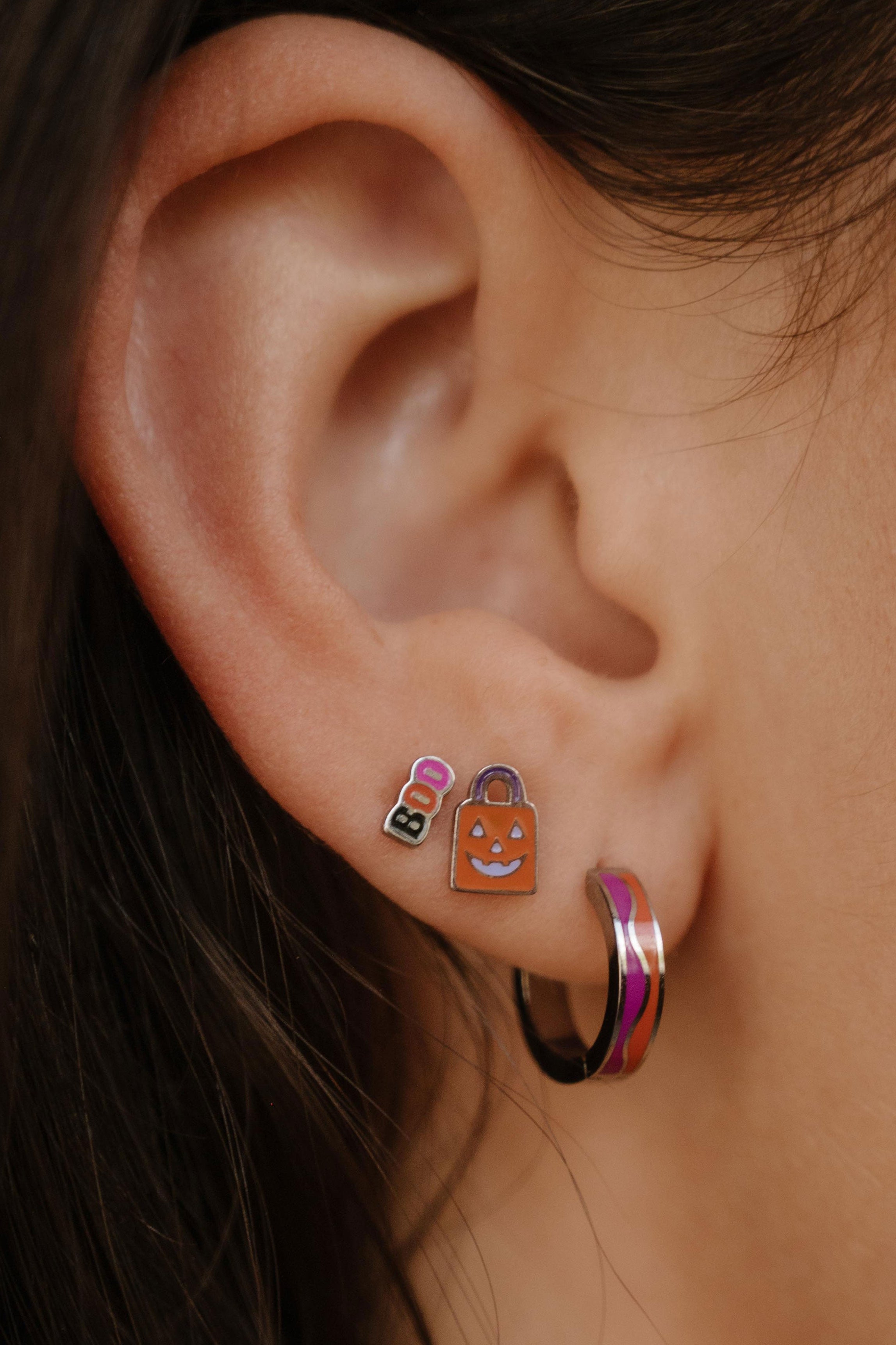Boo Halloween Enamel Flat Back Stud