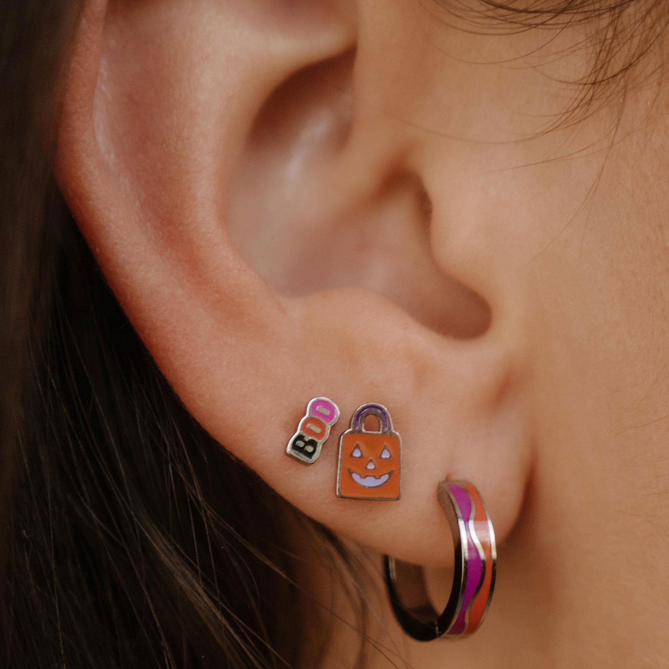 Boo Halloween Enamel Flat Back Stud