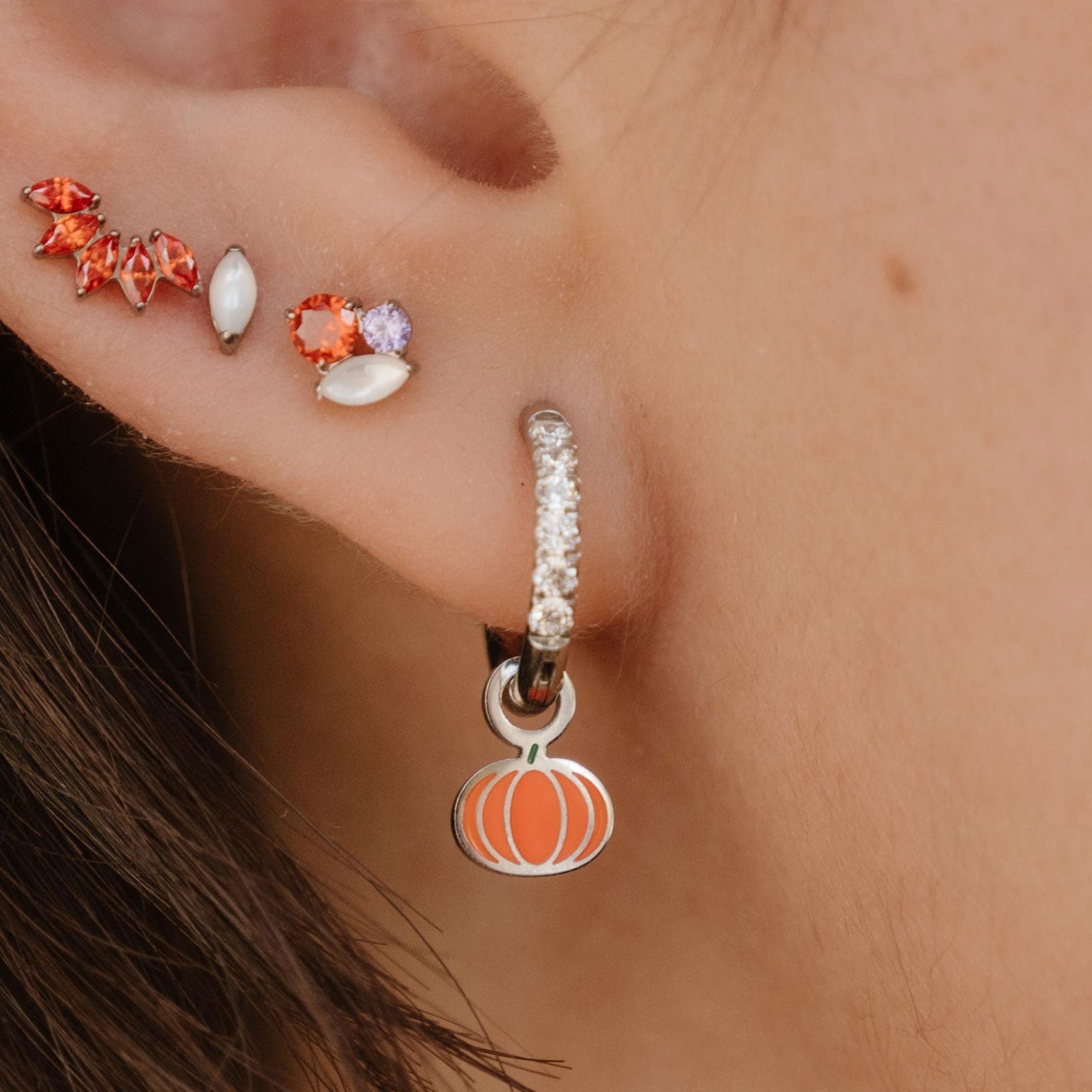 Orange Pumpkin Hoop Charms