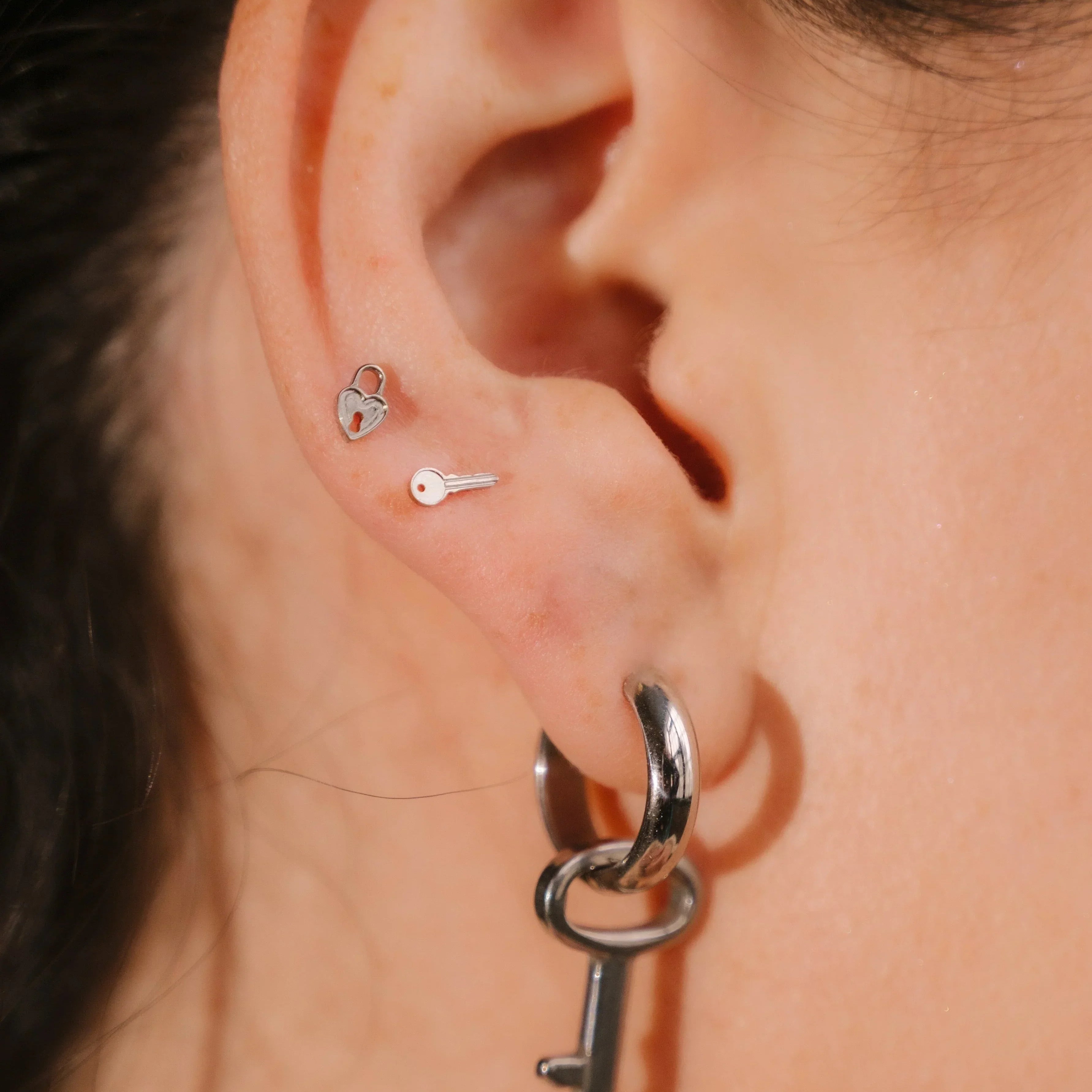 Heart Lock Flat Back Stud