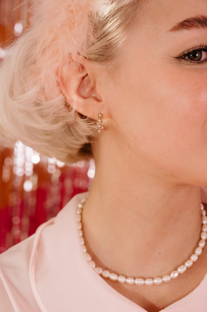 Angelic Diamond and Pearl Hoops