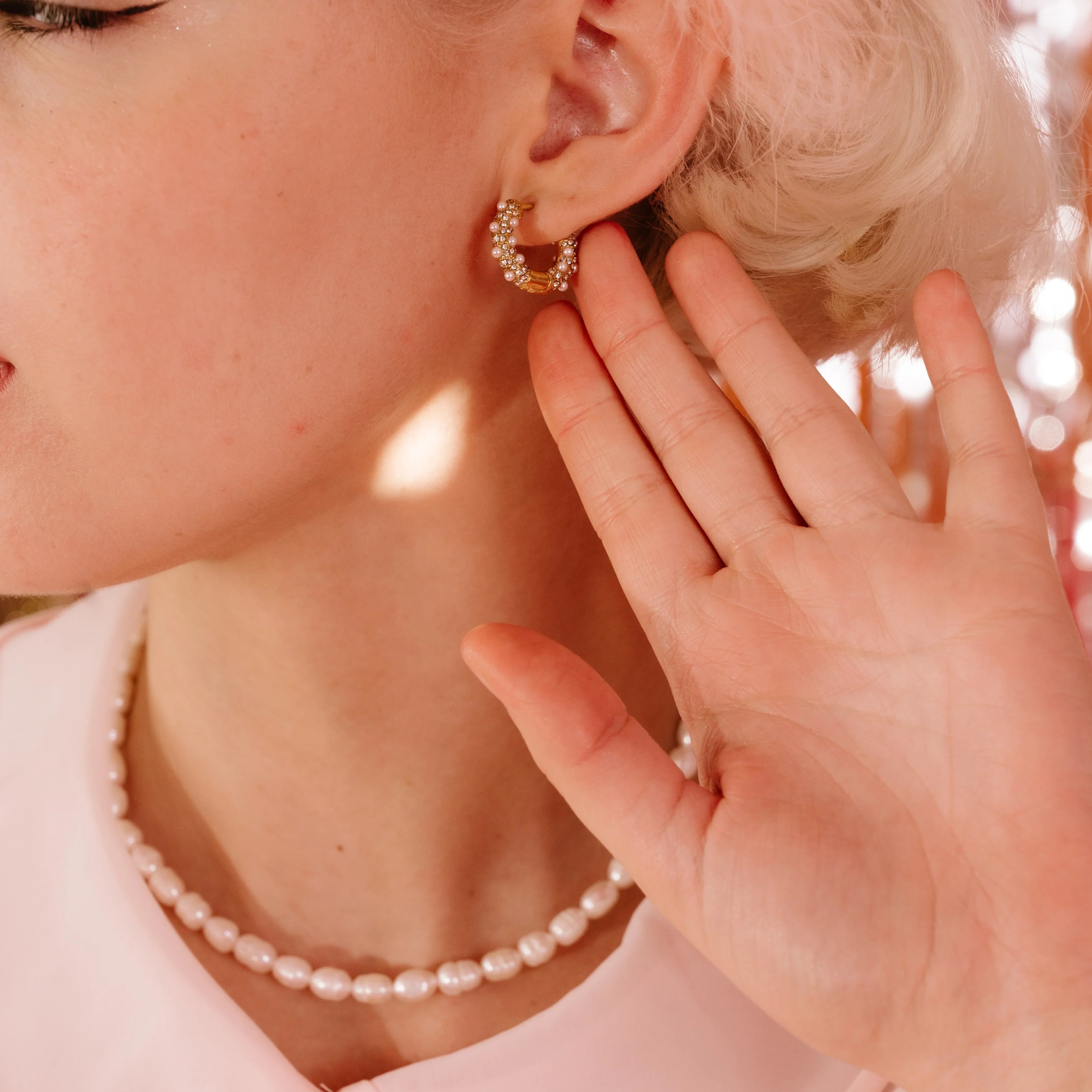 Angelic Diamond and Pearl Hoops