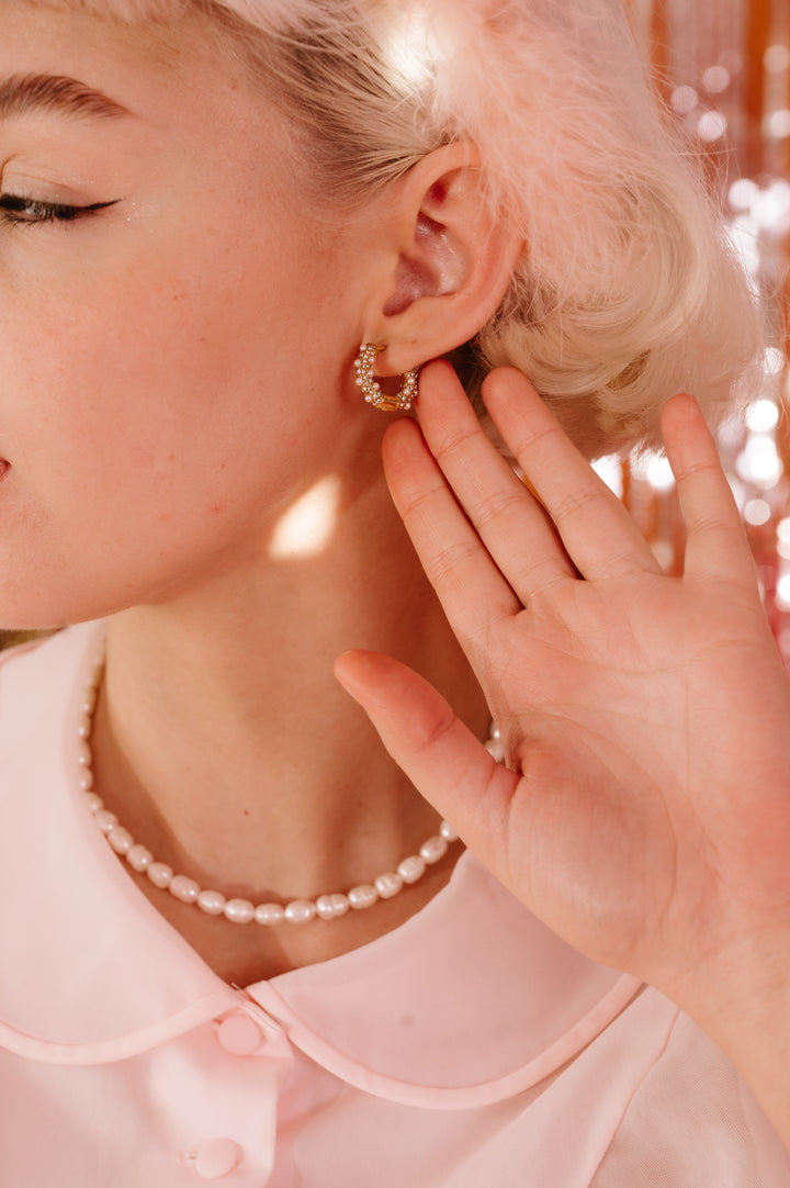 Angelic Diamond and Pearl Hoops