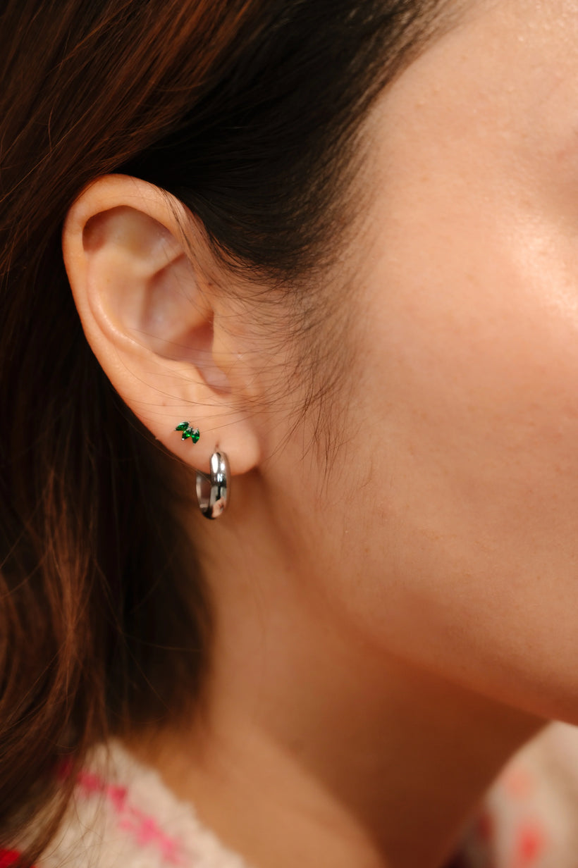 Marquise Trio Flat Back Stud - Emerald