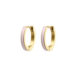 Pink Titanium Stripe Enamel Hoops