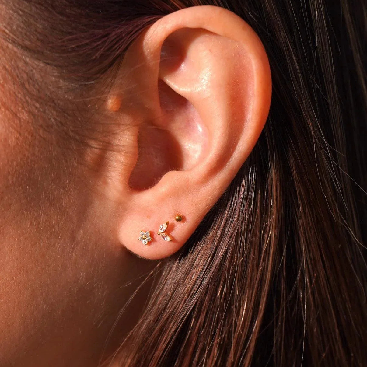 CZ Bloom Flat Back Stud - Clear