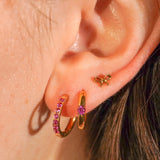Titanium Solitaire Hoops - Rose