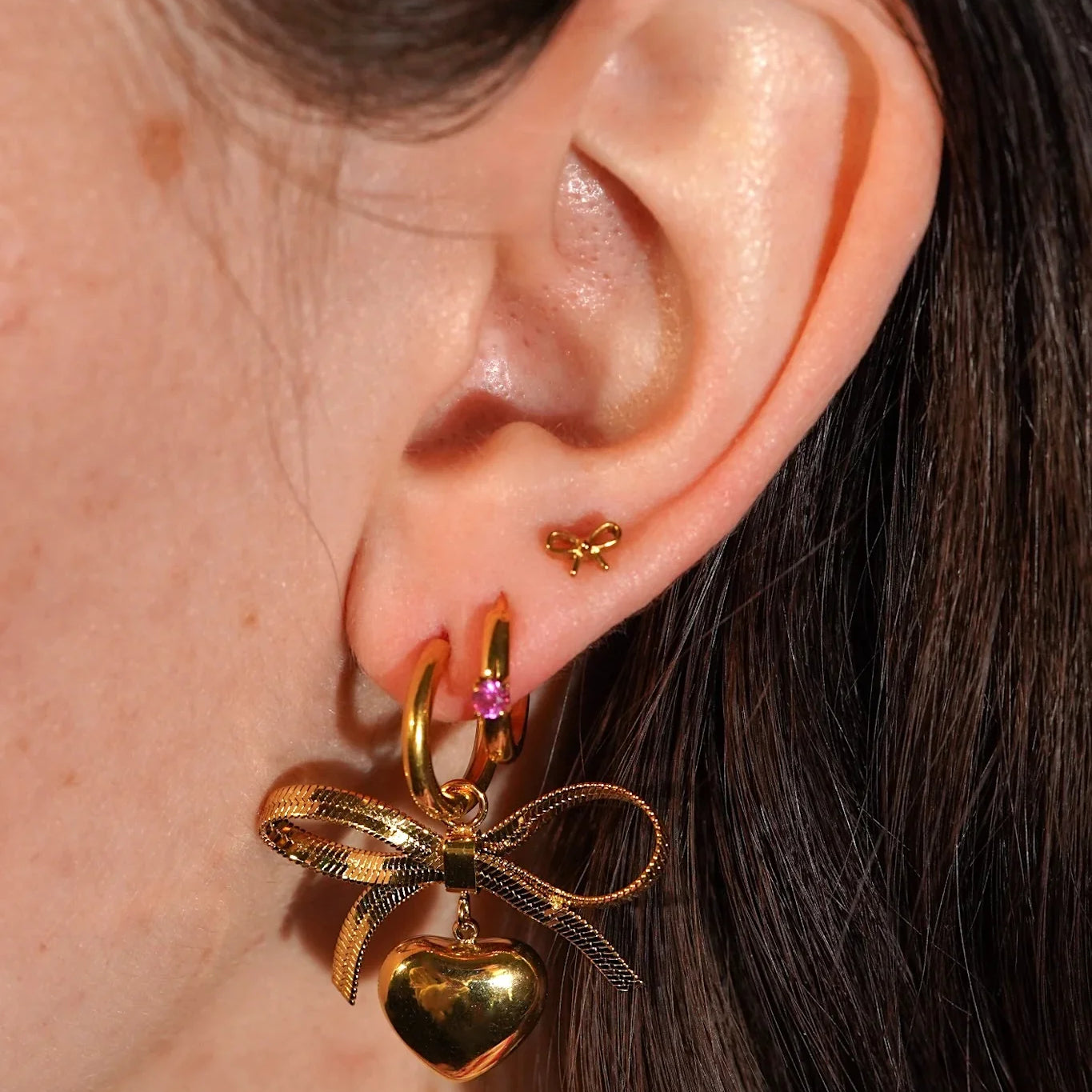 Titanium Solitaire Hoops - Rose