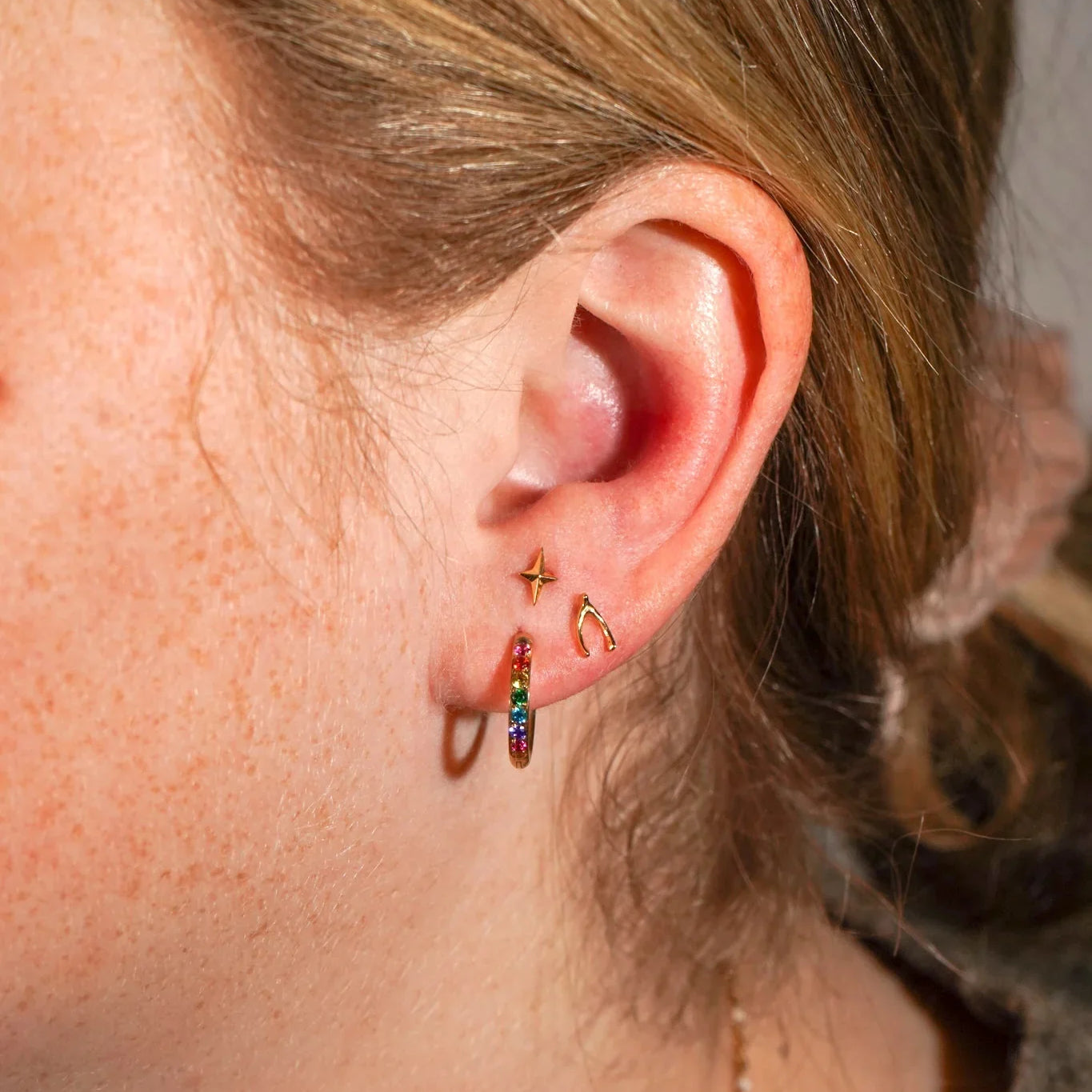 Rainbow Titanium Celestial Hoops