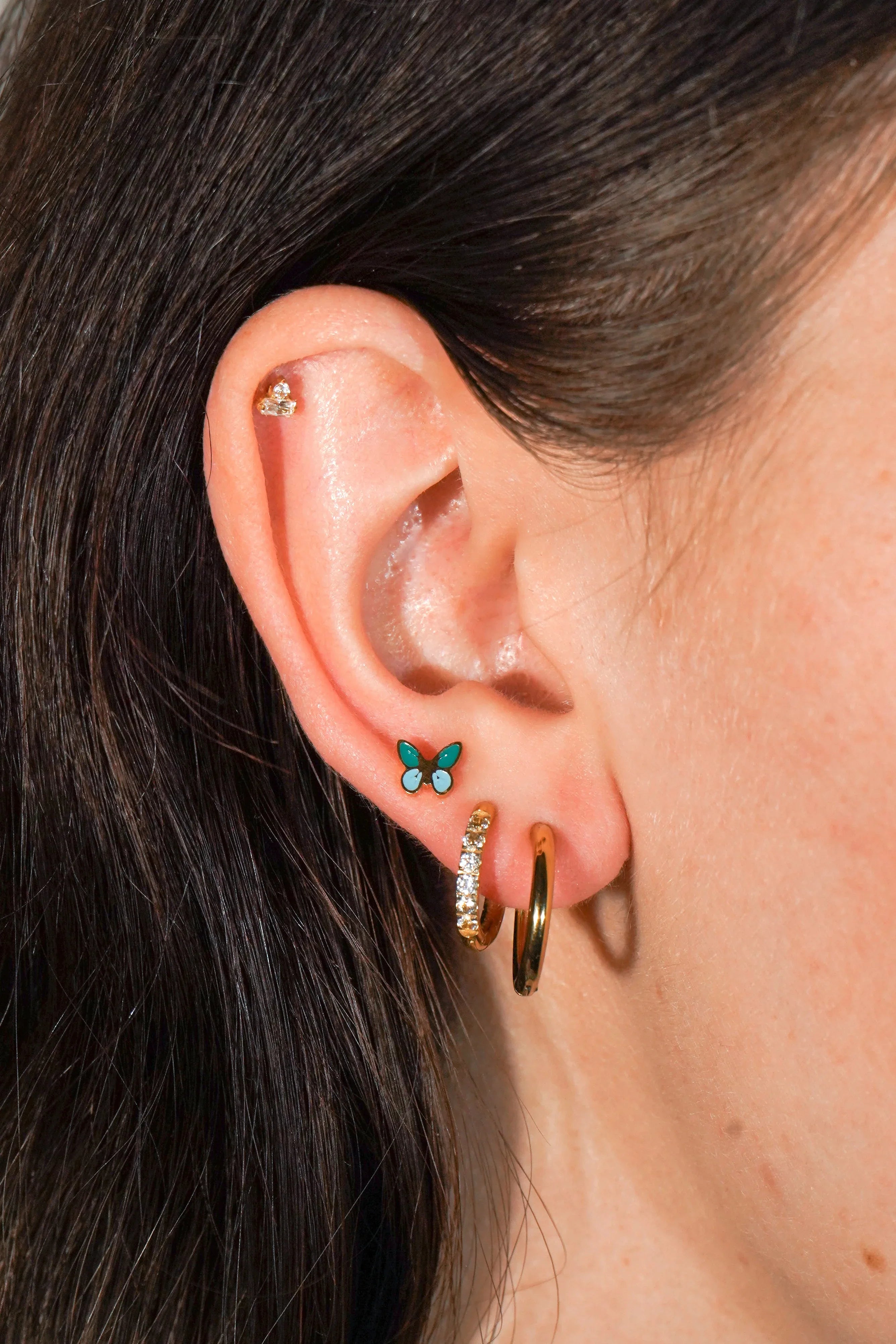 Blue Butterfly Enamel Flat Back Stud