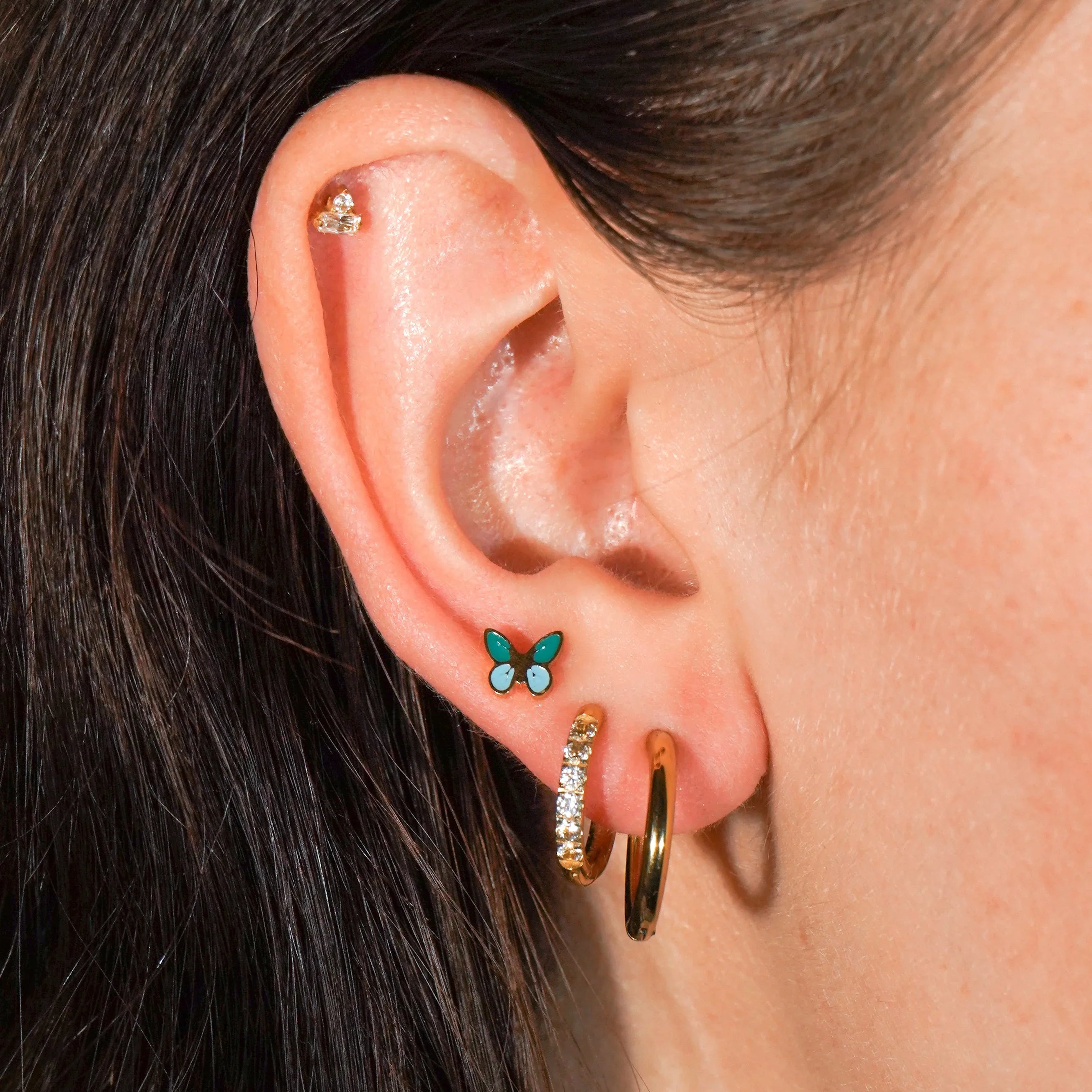 Blue Butterfly Enamel Flat Back Stud