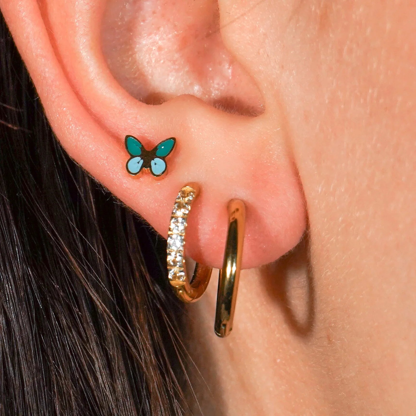 Blue Butterfly Enamel Flat Back Stud