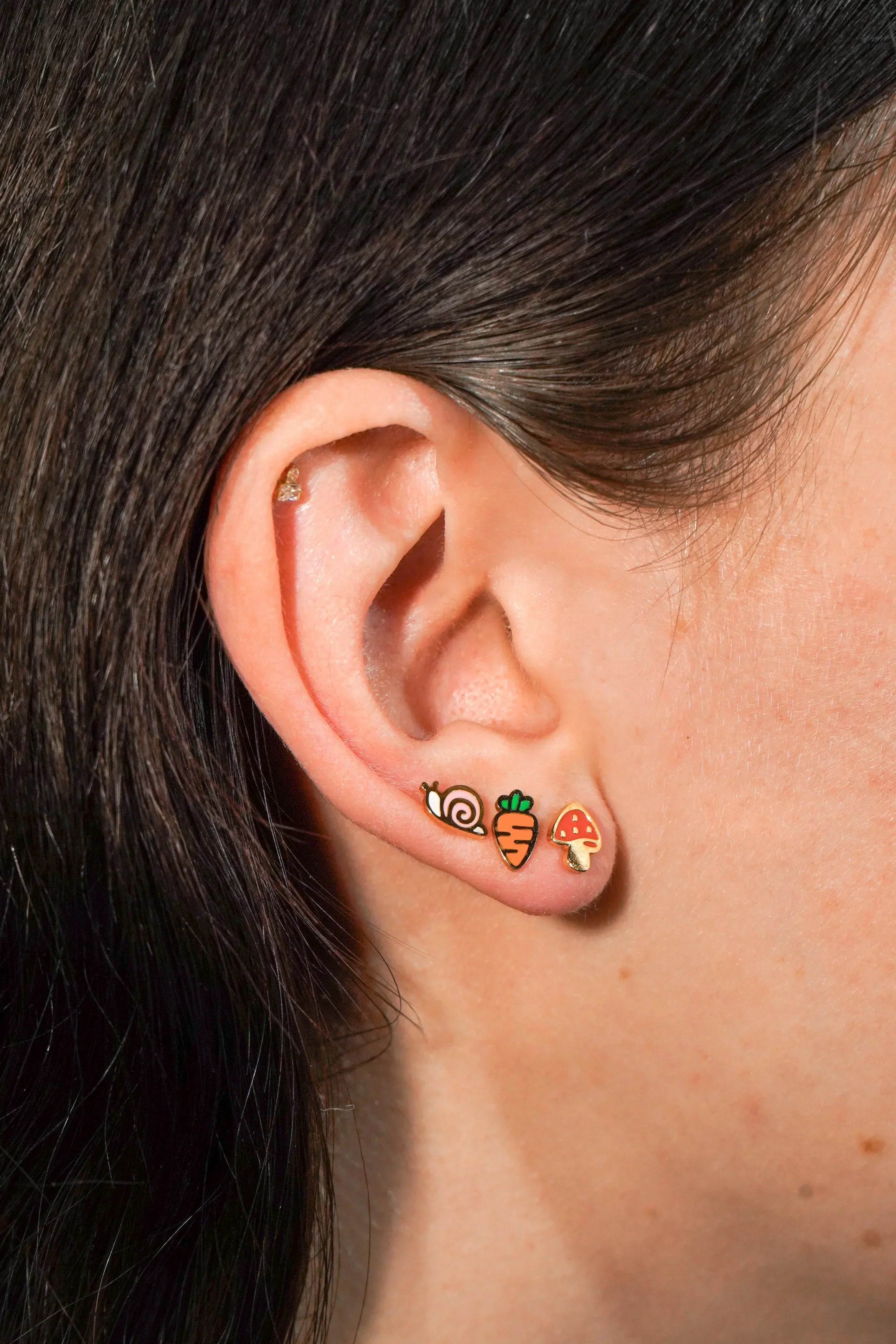 Carrot Enamel Flat Back Stud