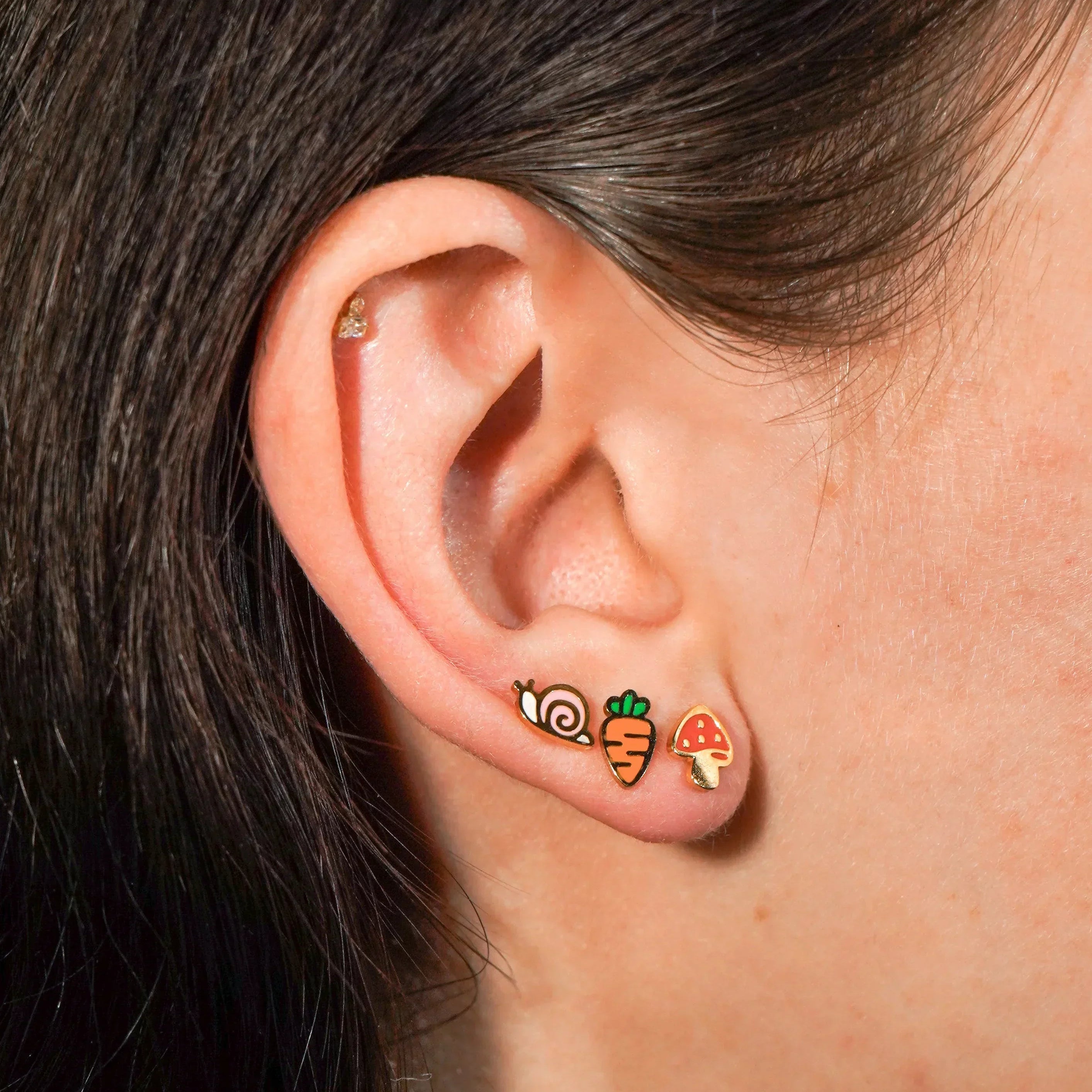 Fairy Mushroom Enamel Flat Back Stud