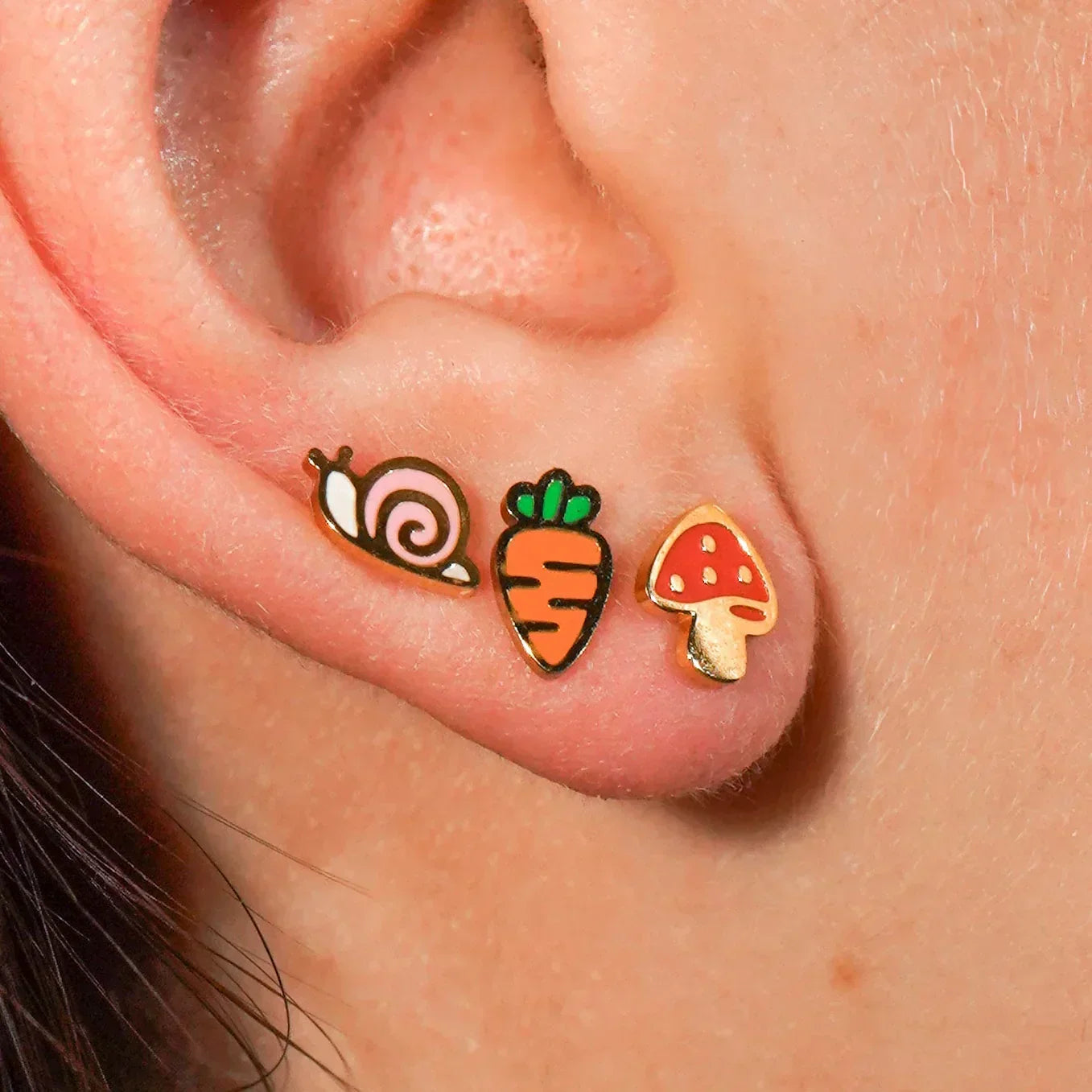 Fairy Mushroom Enamel Flat Back Stud