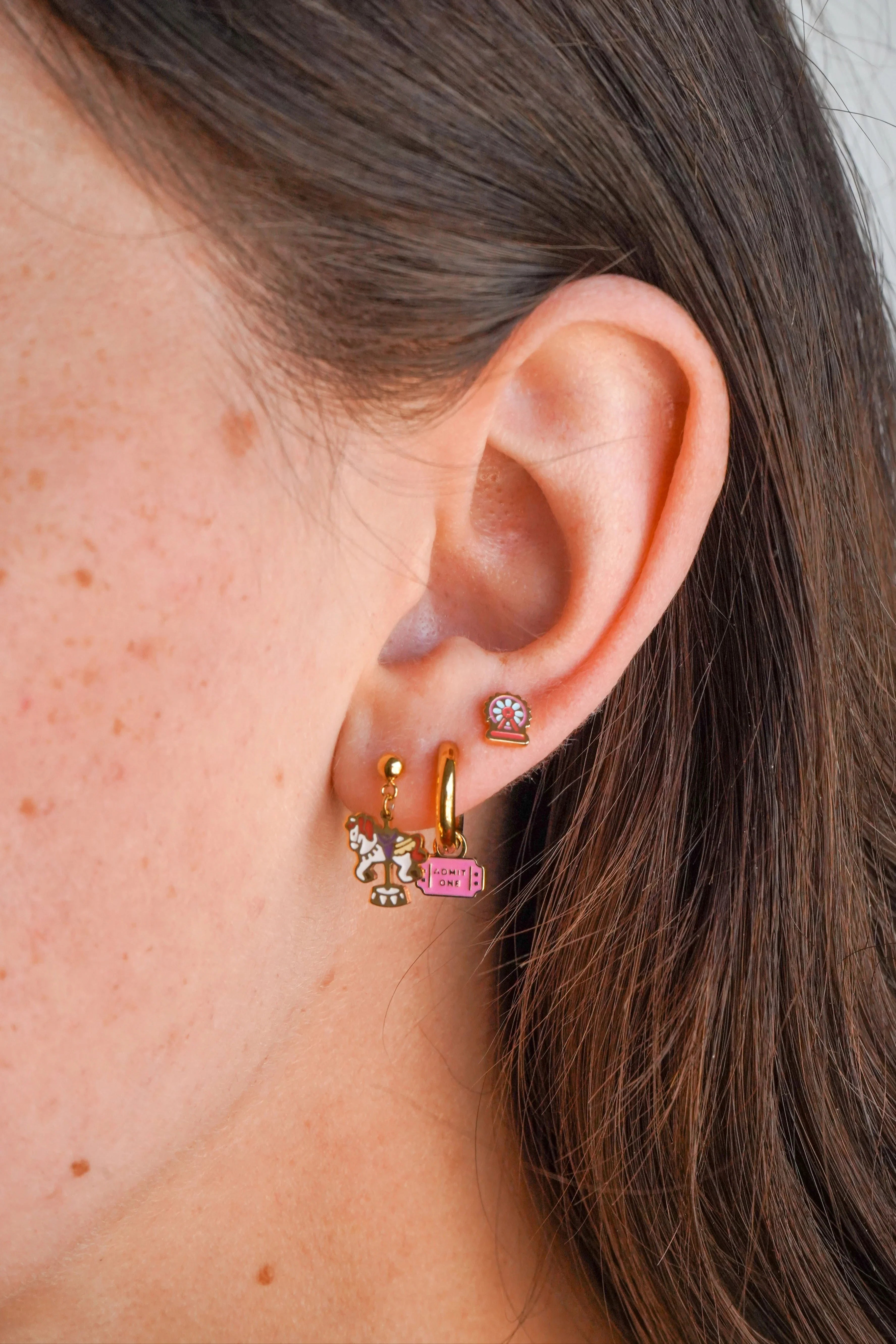 Carousel Horse Enamel Flat Back Stud