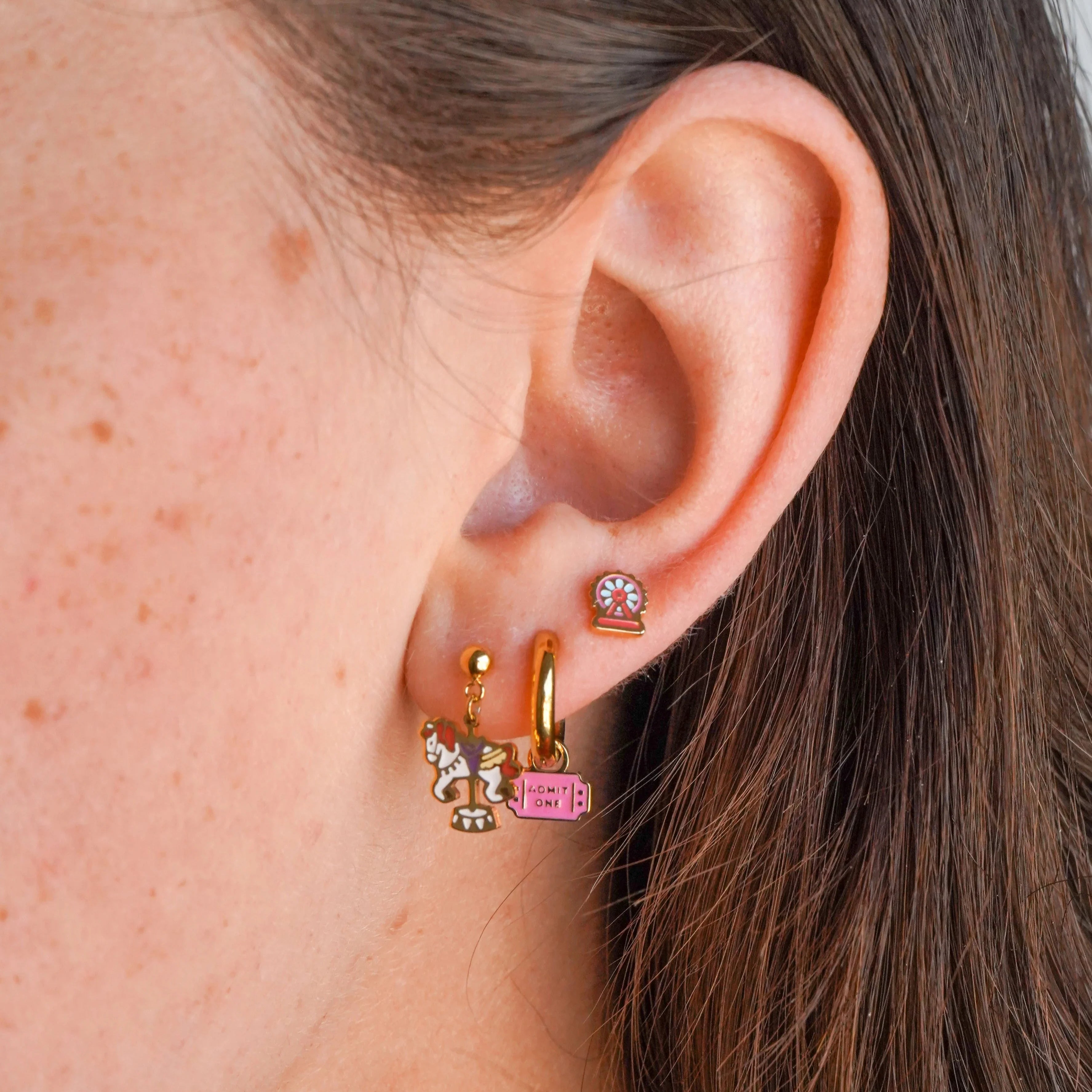 Carousel Horse Enamel Flat Back Stud