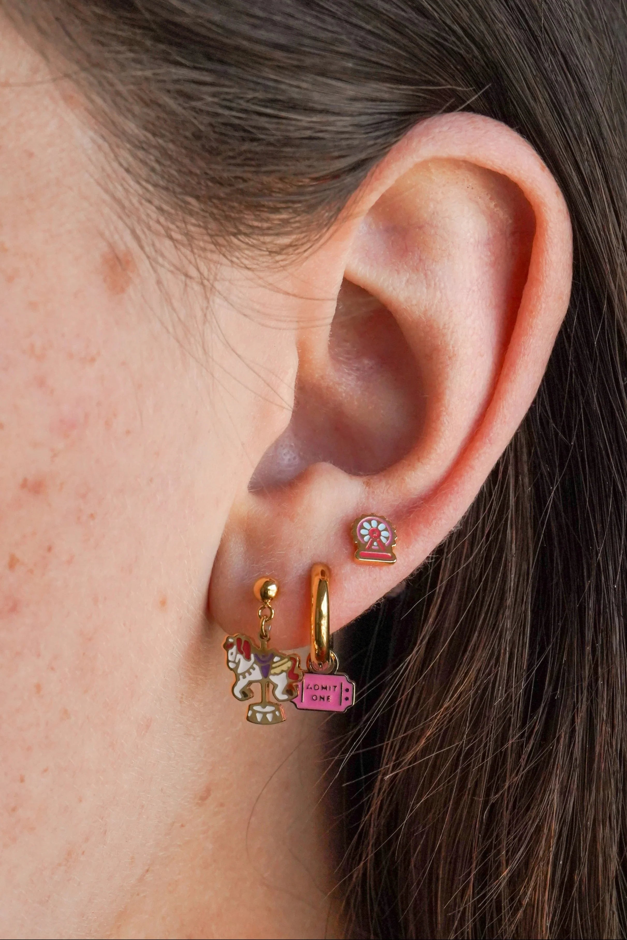 Carousel Horse Enamel Flat Back Stud