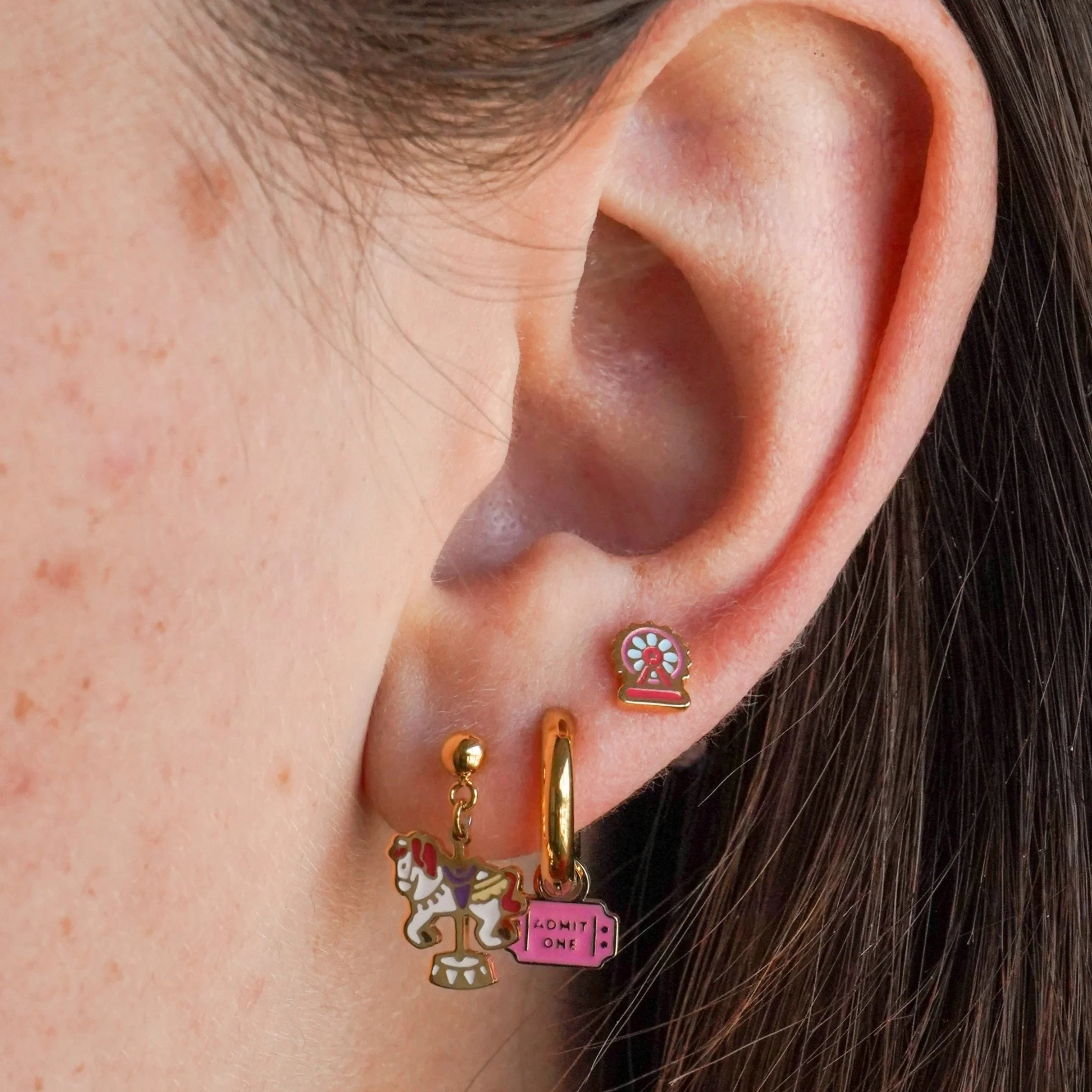 Carousel Horse Enamel Flat Back Stud