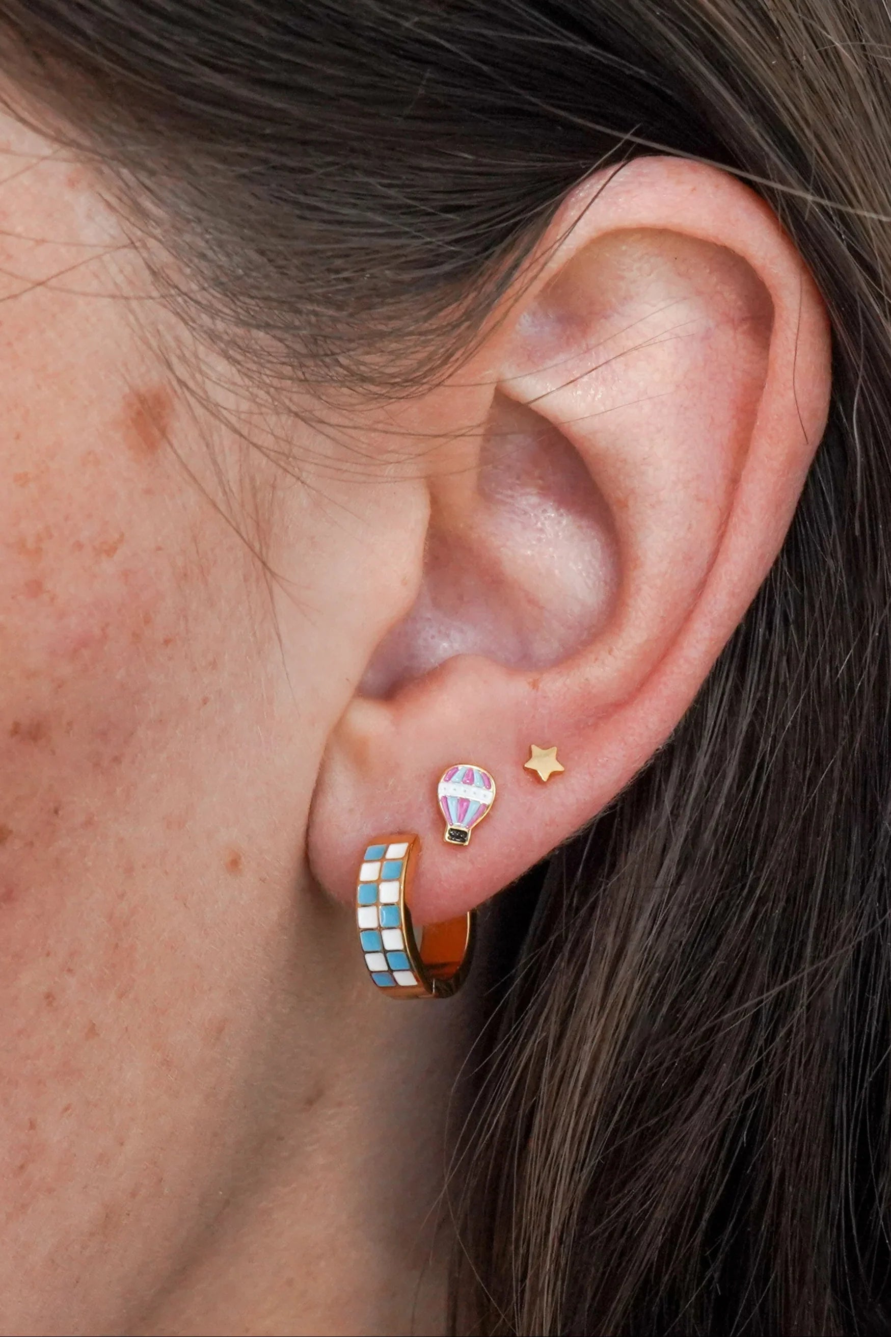 Hot Air Balloon Enamel Flat Back Stud