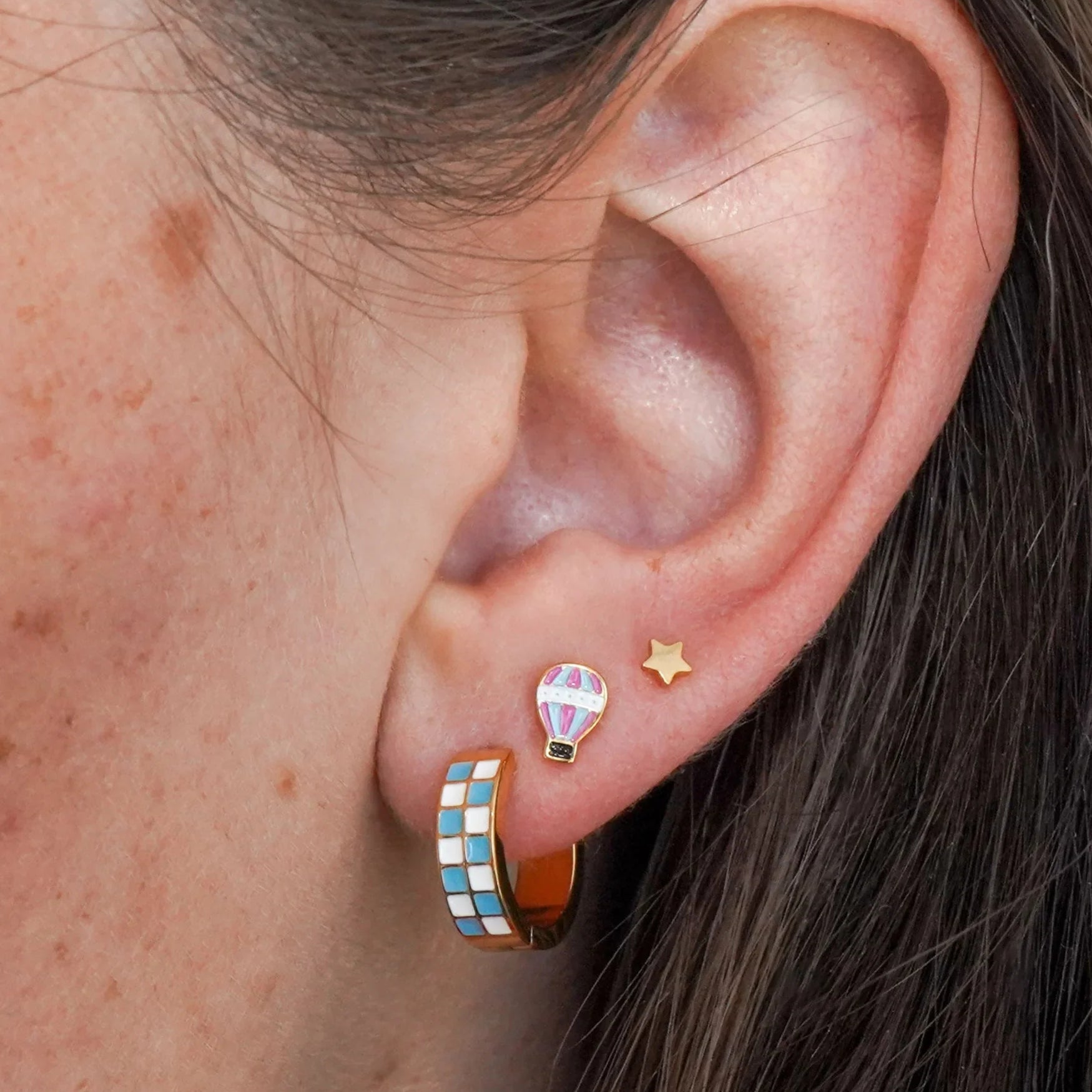 Hot Air Balloon Enamel Flat Back Stud