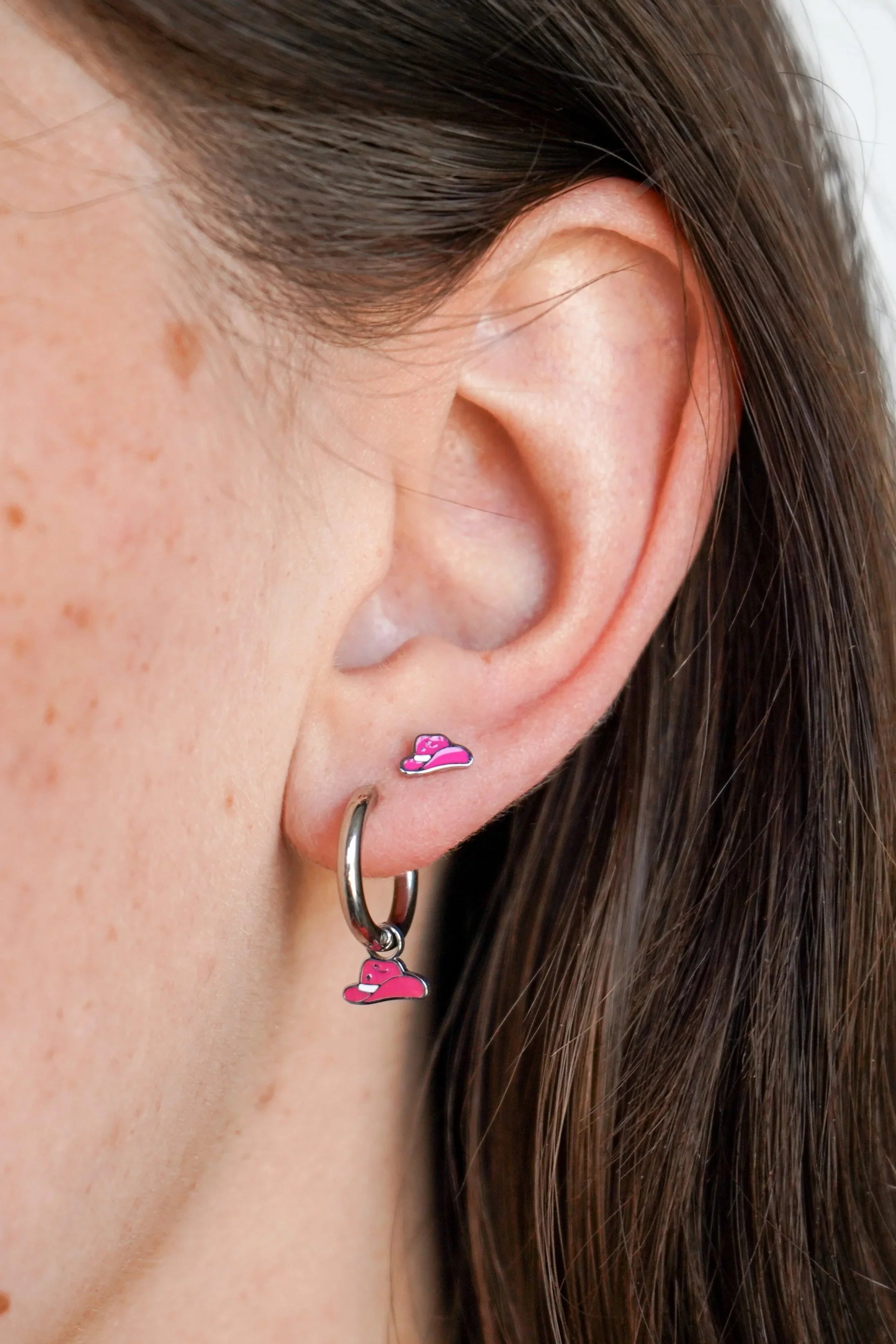 Cowgirl Hat Enamel Flat Back Stud