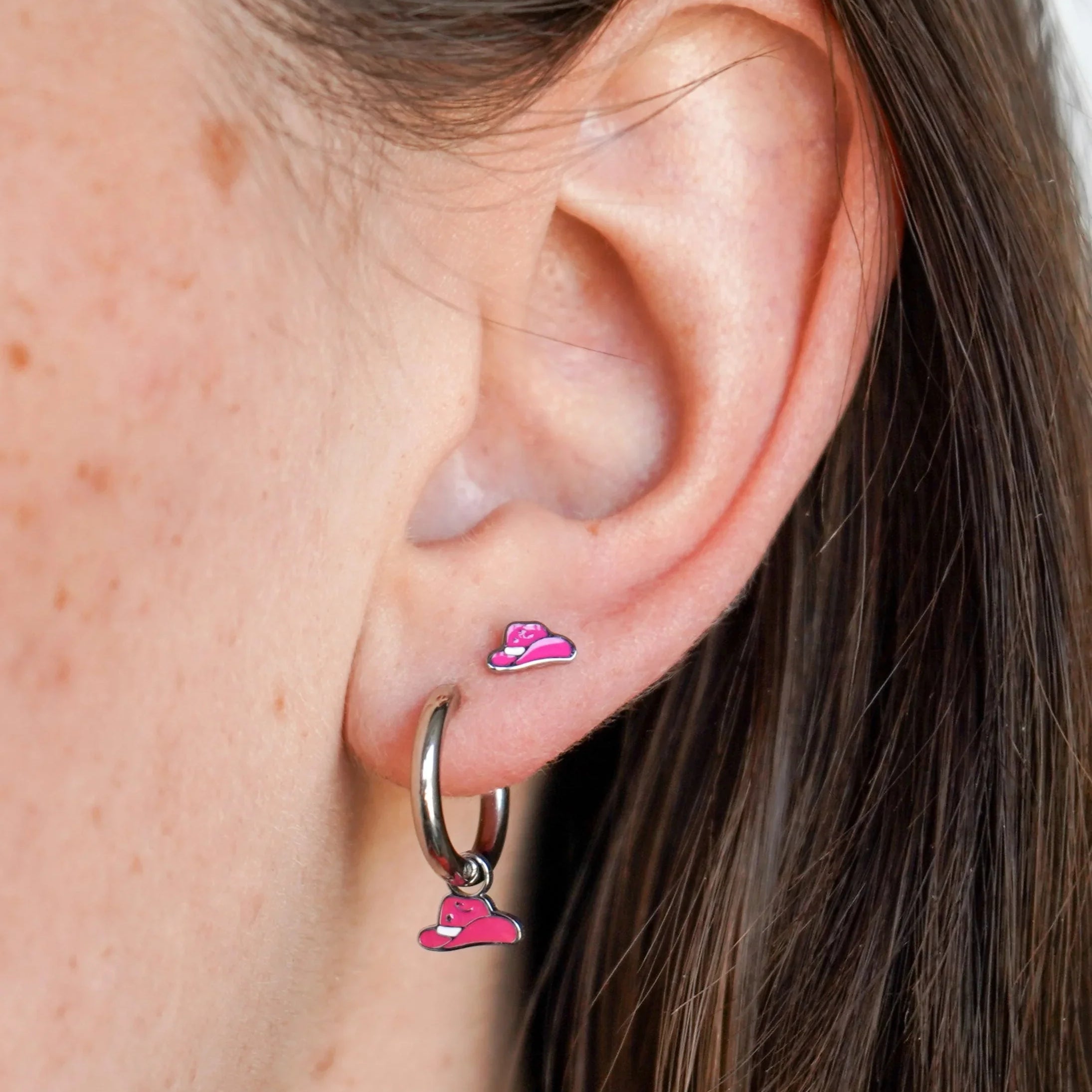 Cowgirl Hat Enamel Flat Back Stud