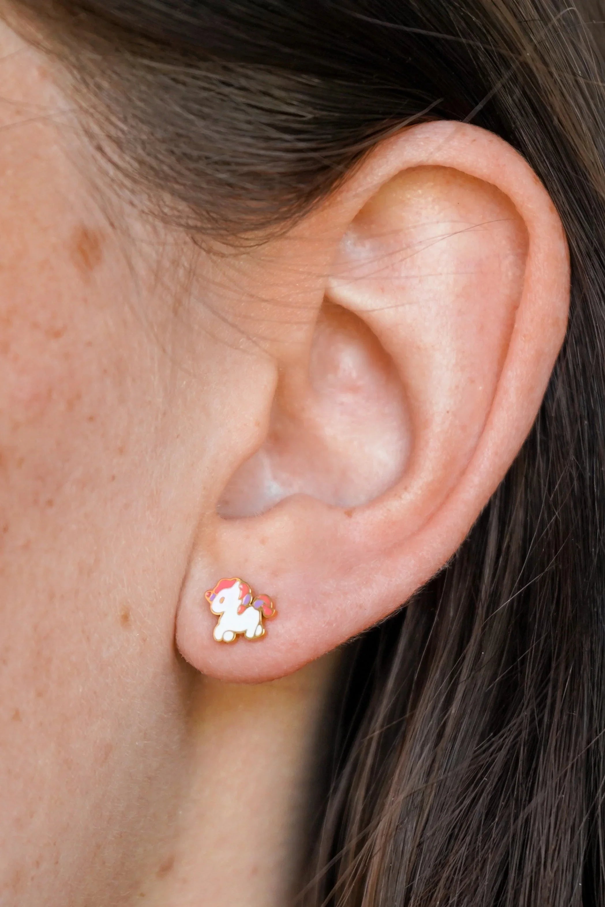 Unicorn Enamel Flat Back Stud