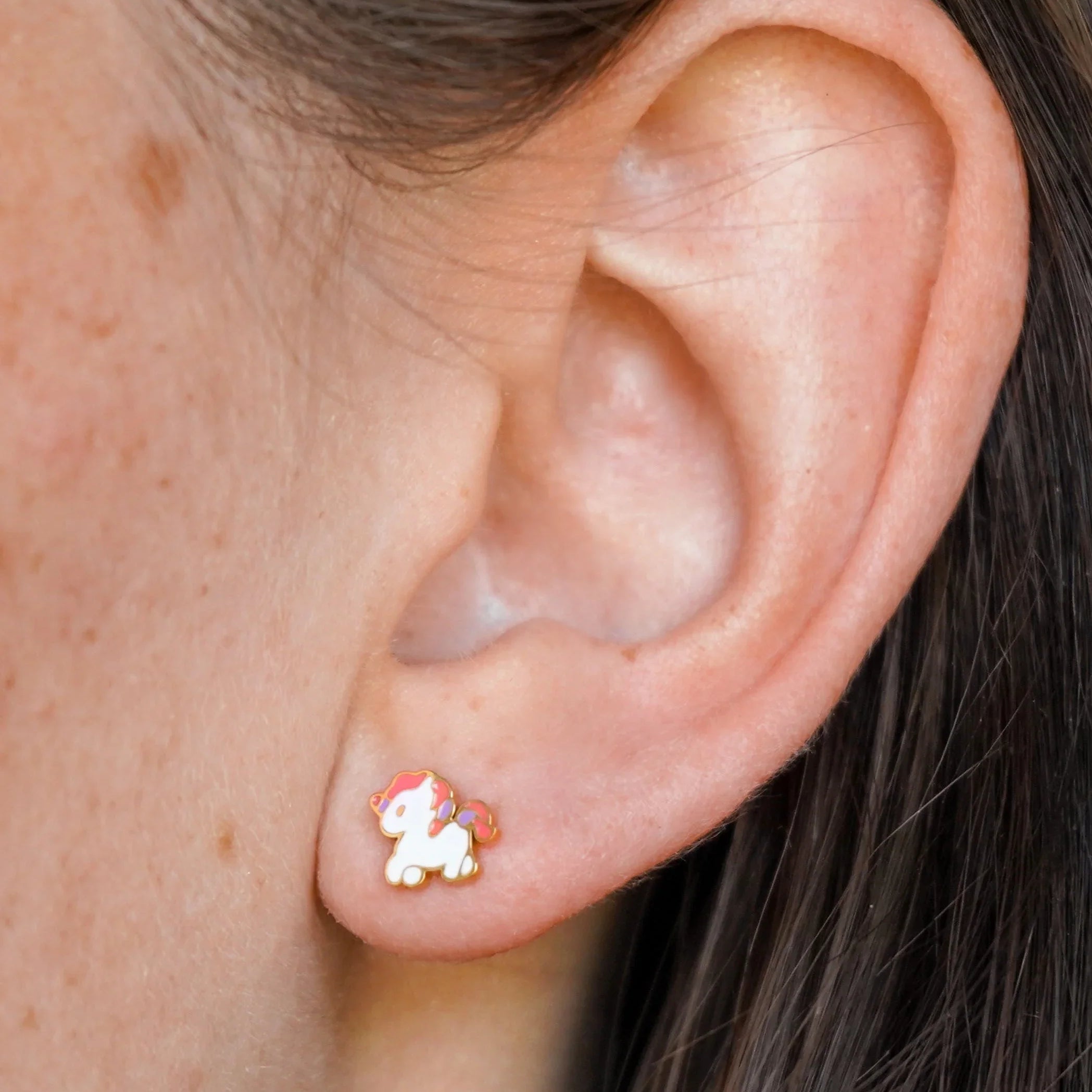 Unicorn Enamel Flat Back Stud