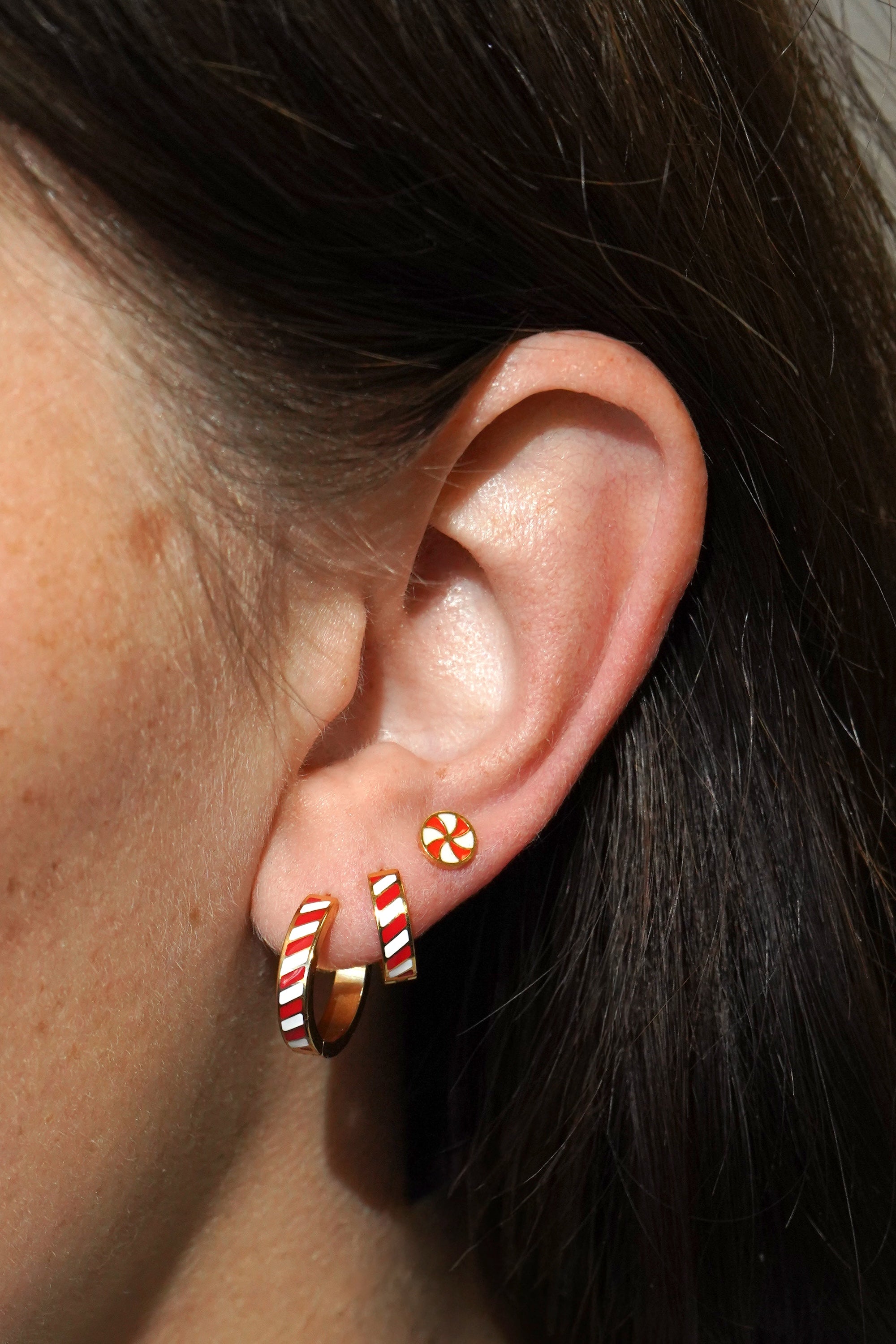 Peppermint Enamel Flat Back Stud