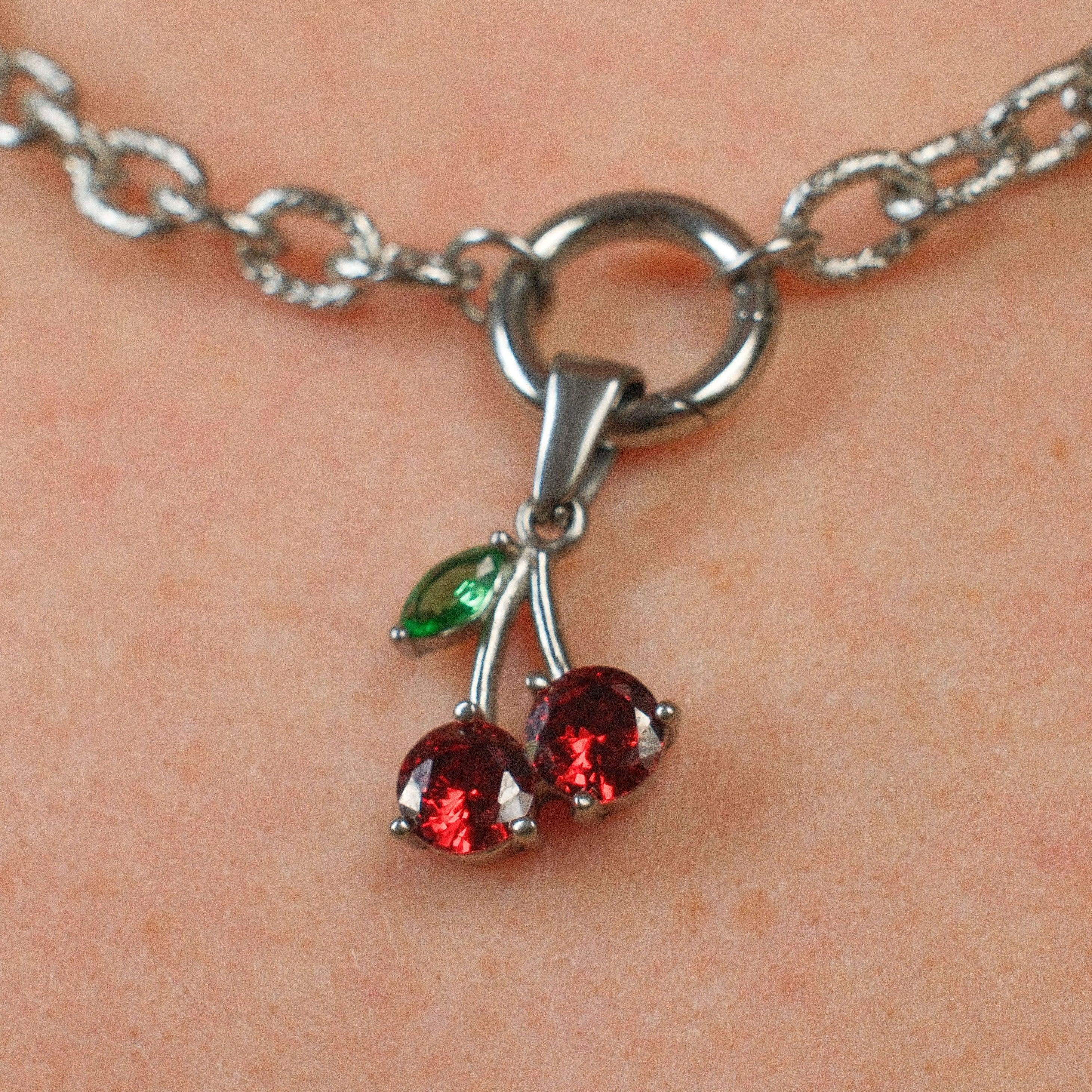 Cherry Gem Necklace Charm