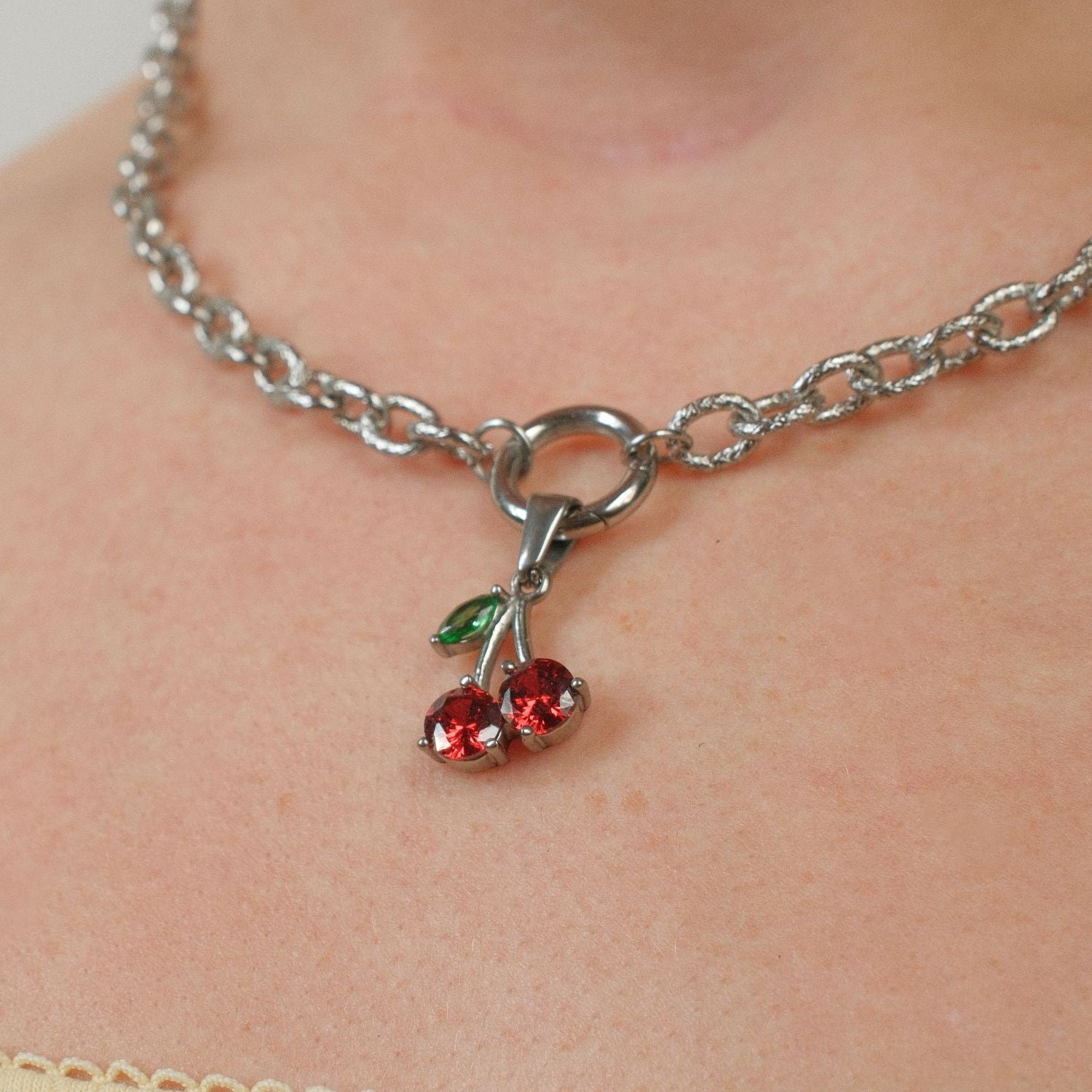 Cherry Gem Necklace Charm