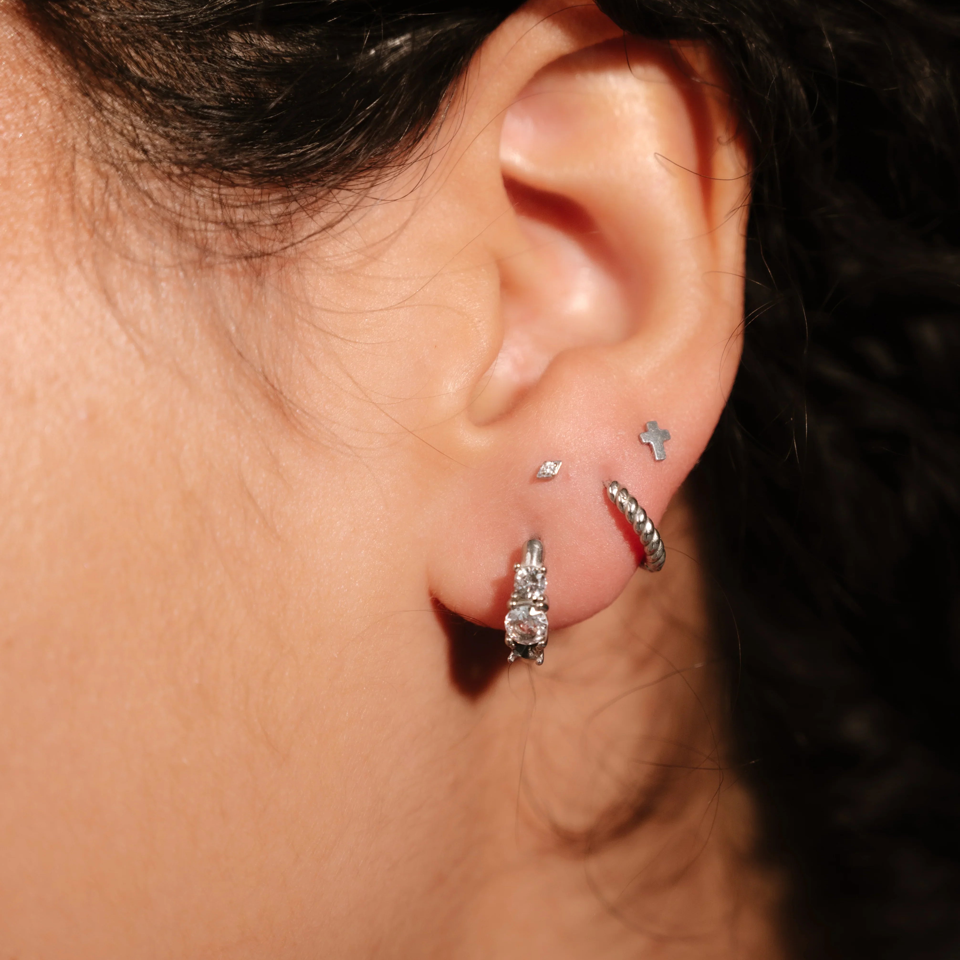 Mini Cross Flat Back Stud