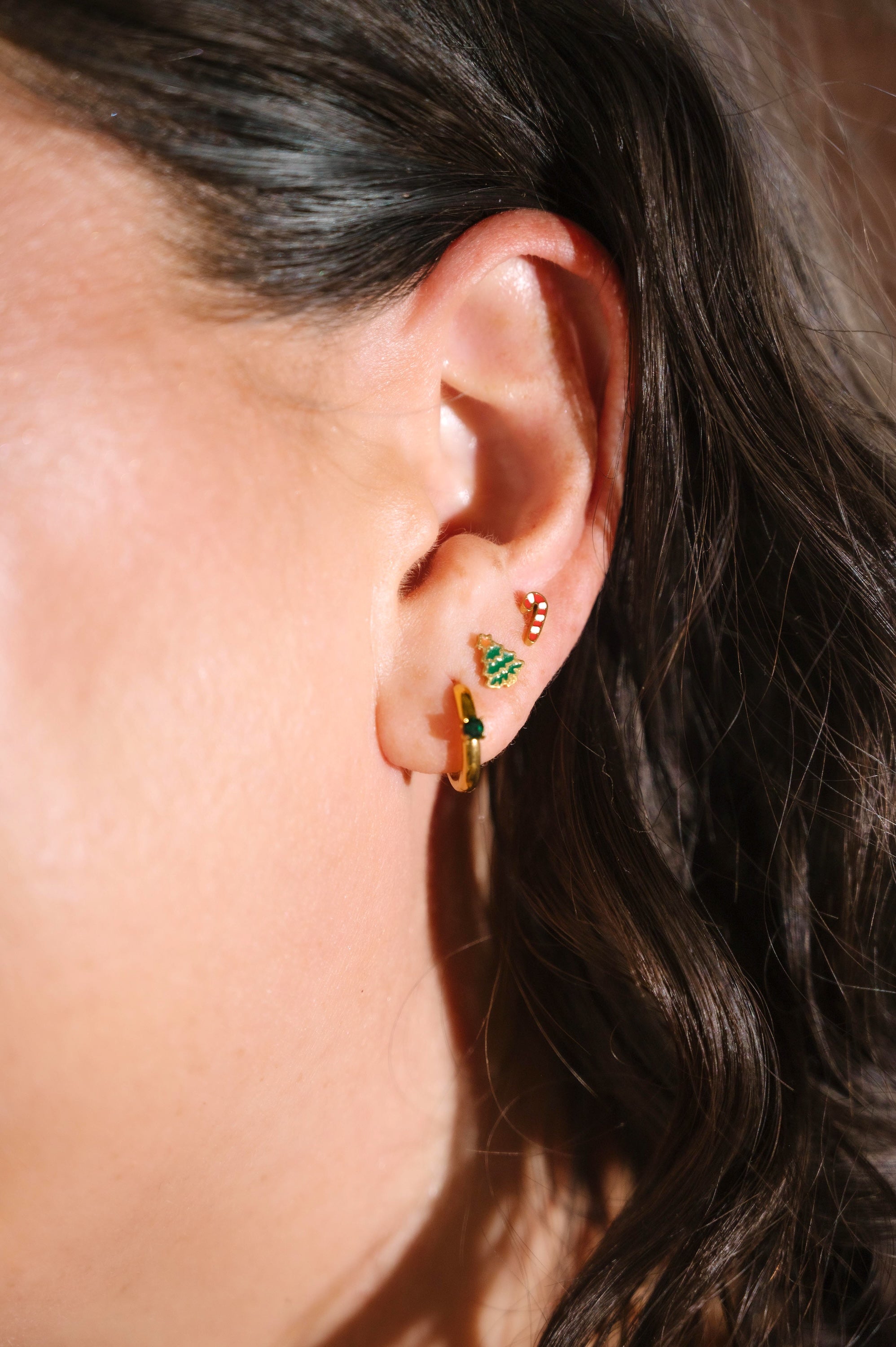 Christmas Tree Enamel Flat Back Stud