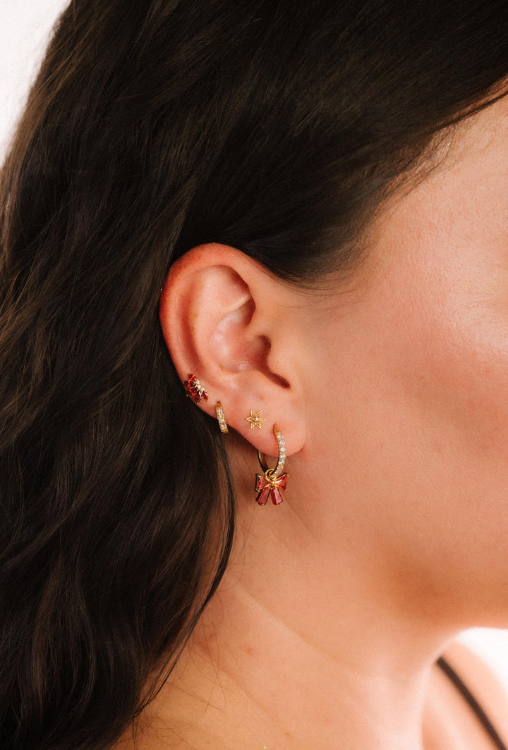 Clara Bow Hoop Charm - Garnet