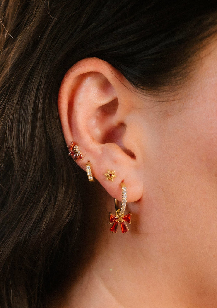 Clara Bow Hoop Charm - Garnet